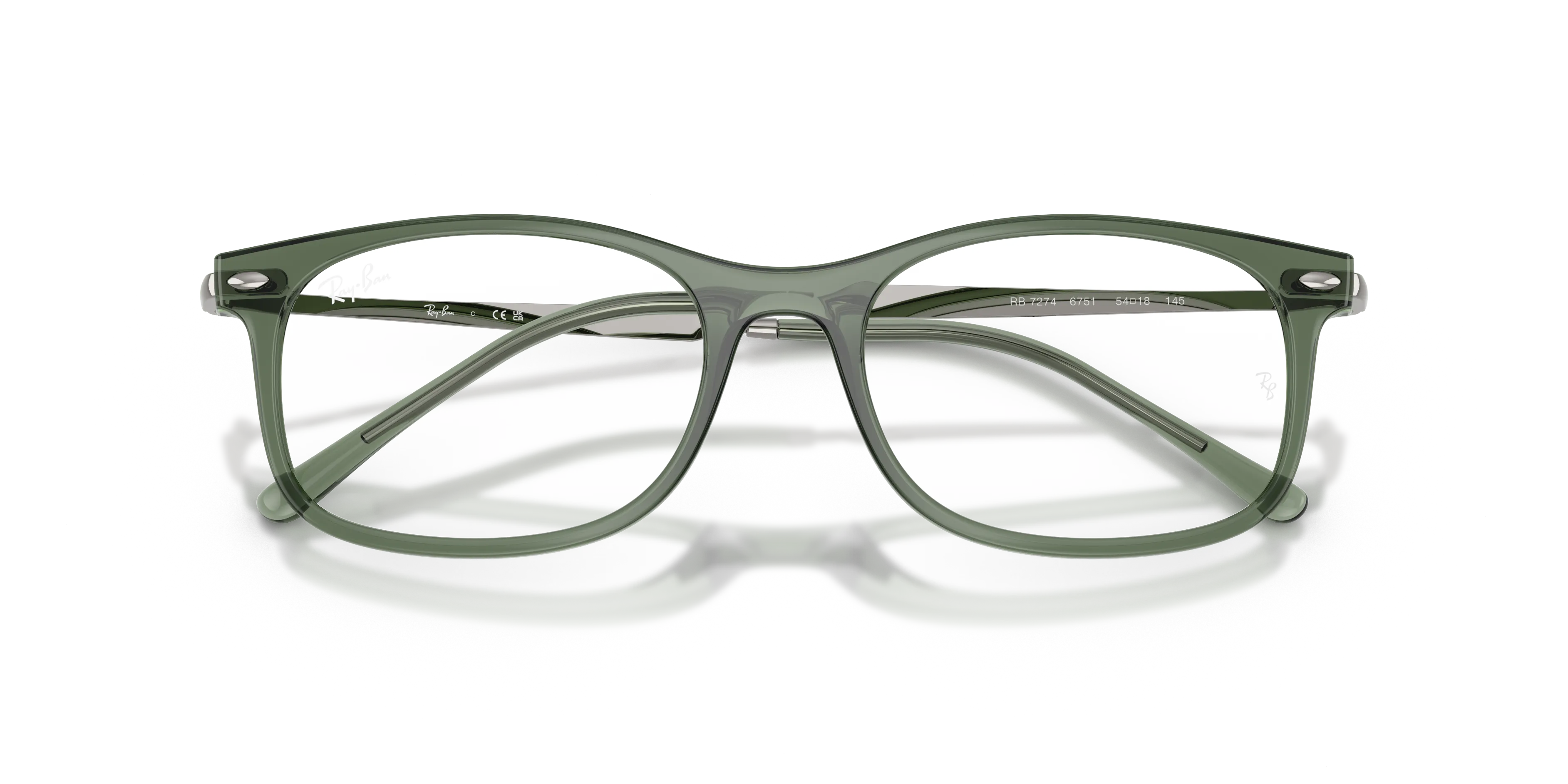 Ray - Ban RX7274 6751 Montature da vista Acetato Verde Pillow Normale - immagine 2