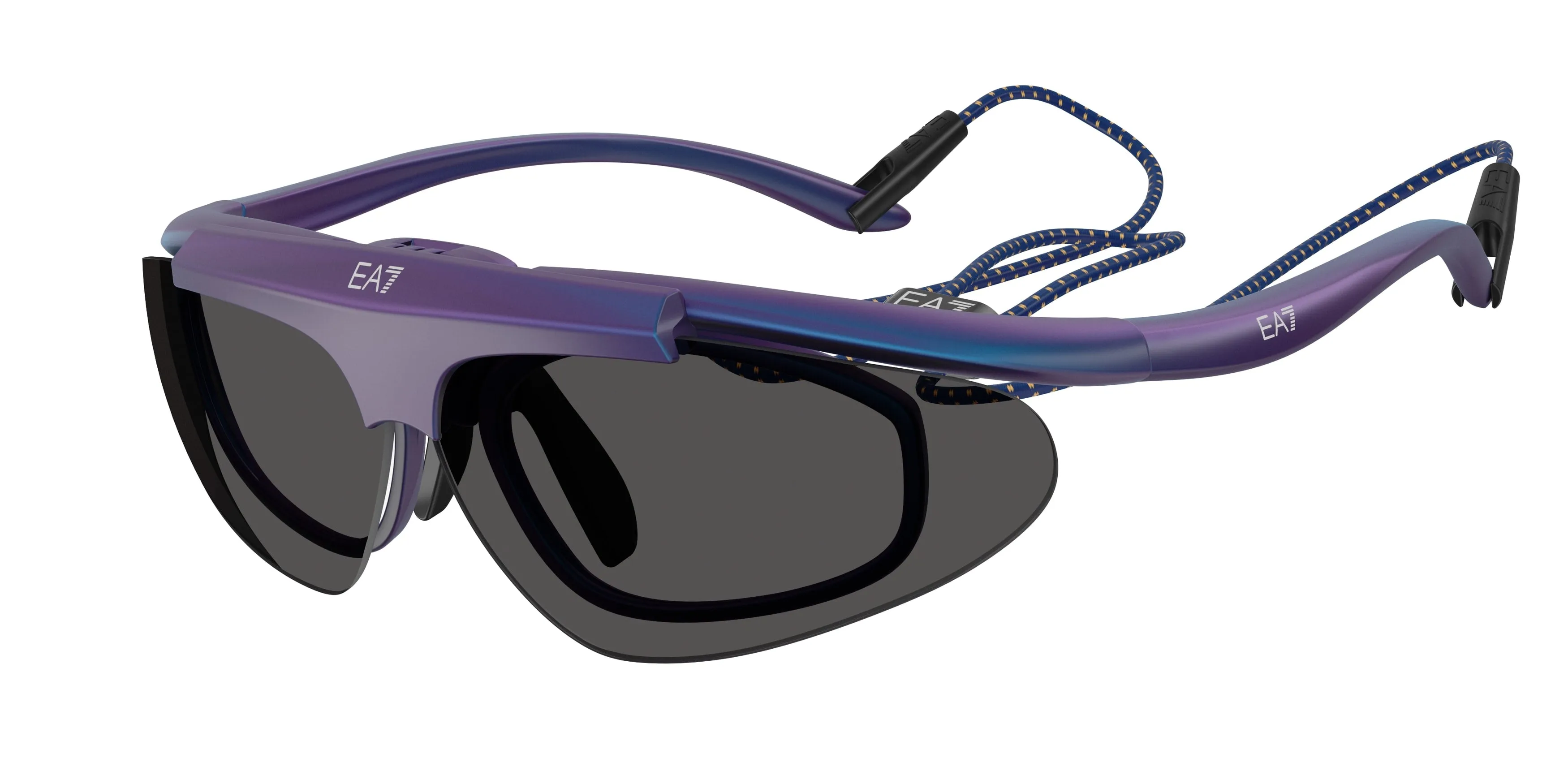 Moncler Q74010 629187 Occhiali da sole Iniettato Blu Grigio Geometrica Normale - immagine 1
