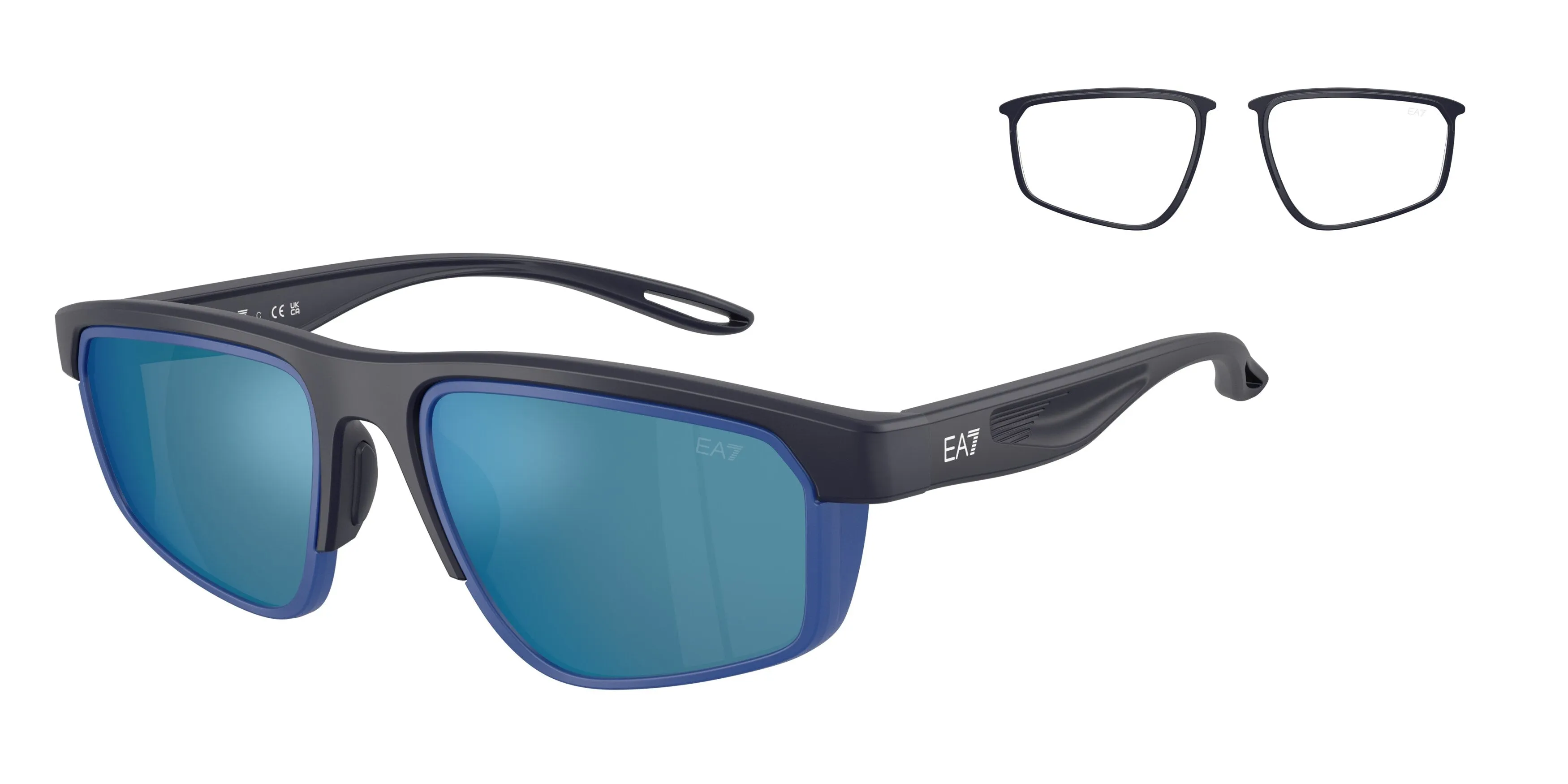 Moncler Q74003 629755 Occhiali da sole Iniettato Blu Blu Squadrata Specchiate - immagine 1