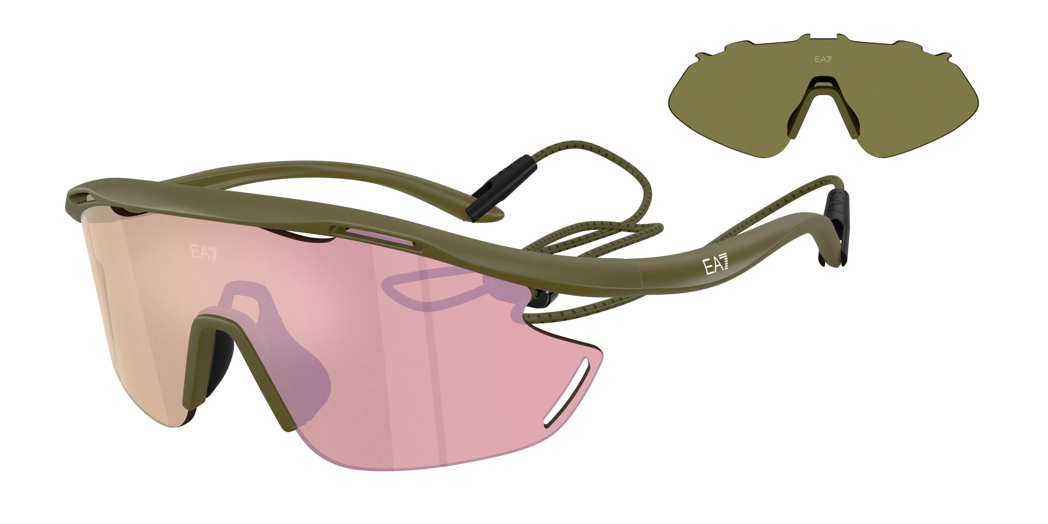 Moncler Q74002 62927J Occhiali da sole Iniettato Verde Marrone Geometrica Specchiate - immagine 1