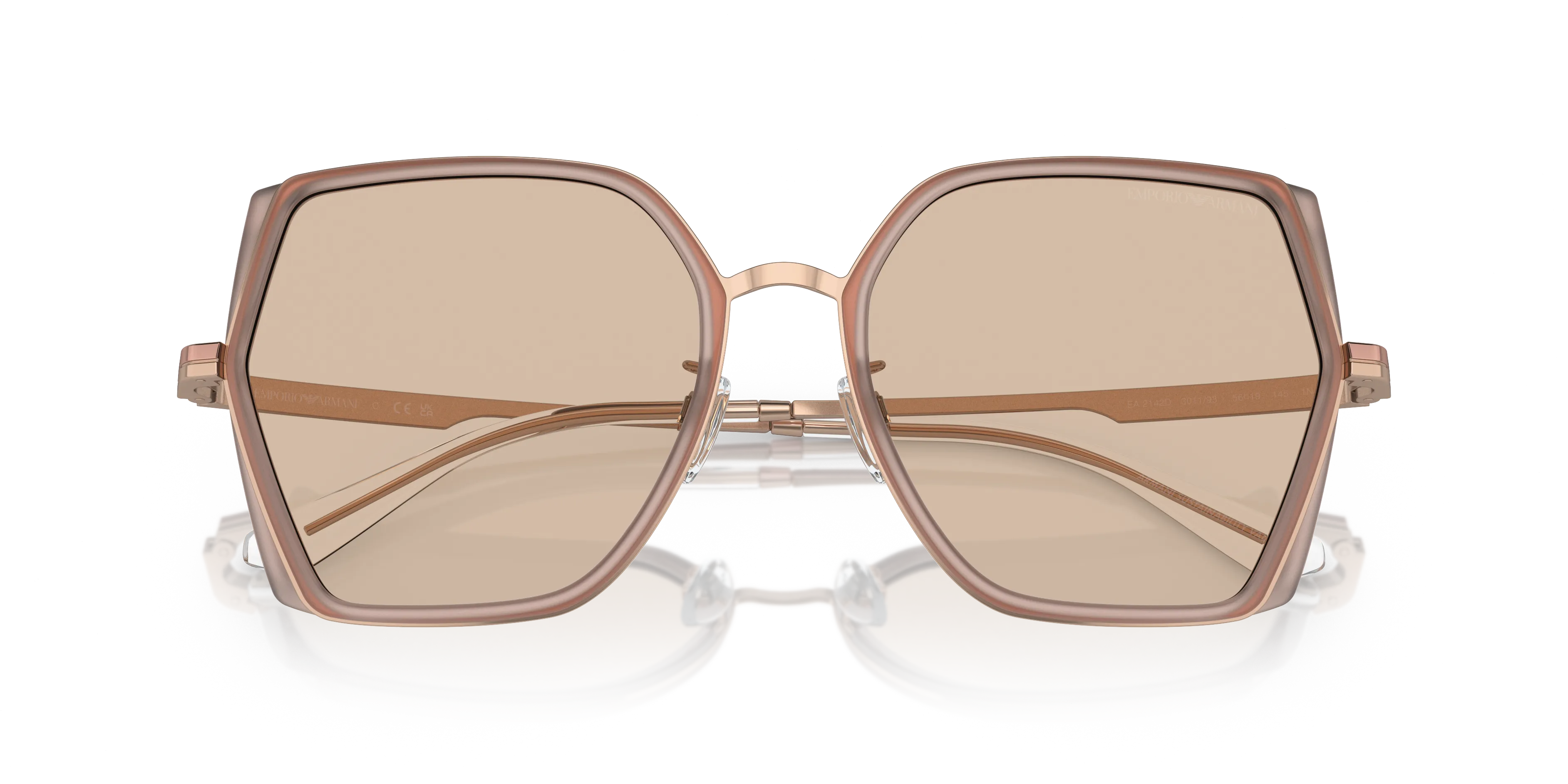 Emporio Armani EA2142D 301193 Occhiali da sole Metallo Rosa Marrone Squadrata Normale - immagine 2
