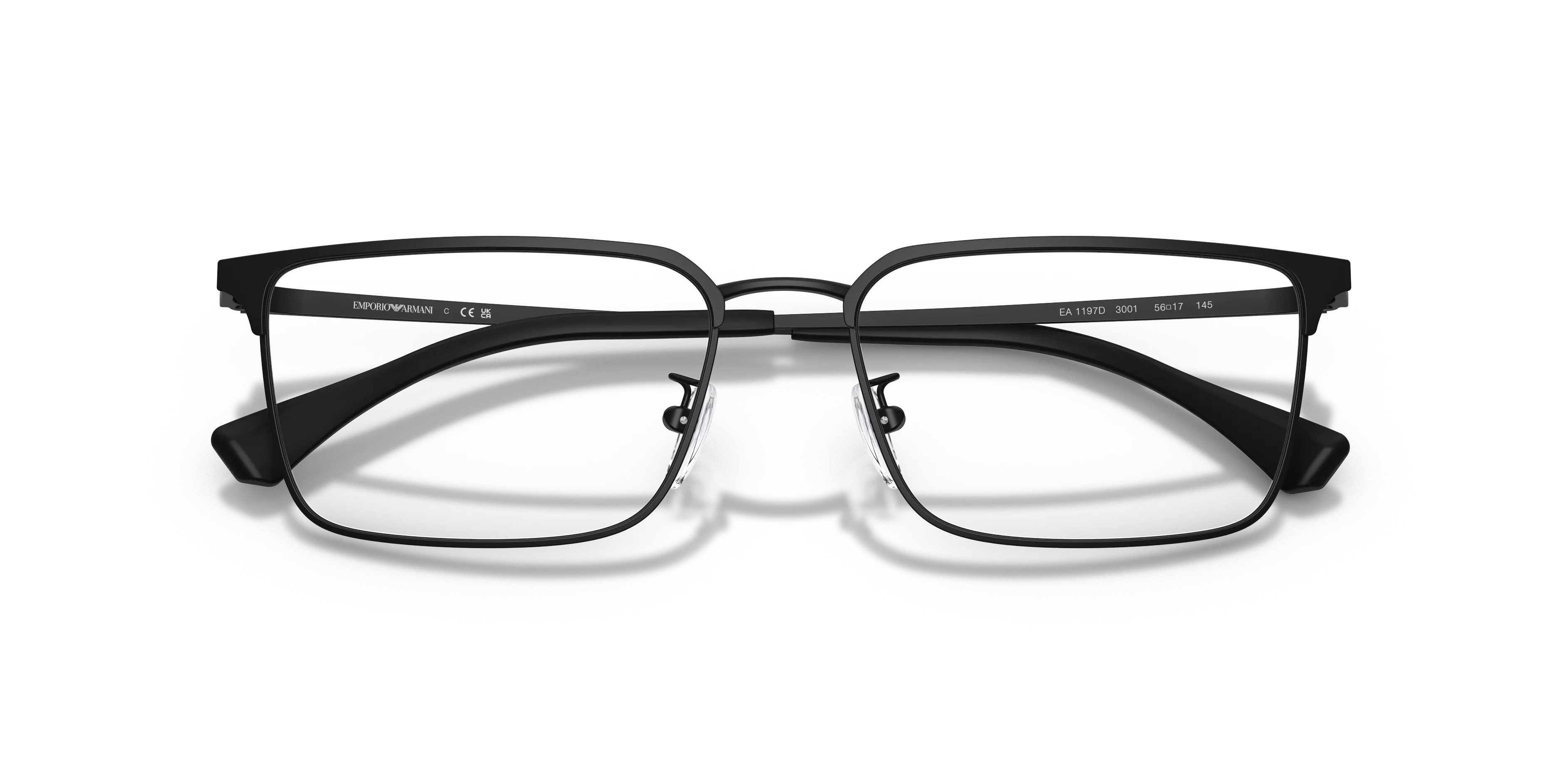 Emporio Armani EA1197D 3001 Montature da vista Metallo Nero Trasparente Squadrata Normale - immagine 2