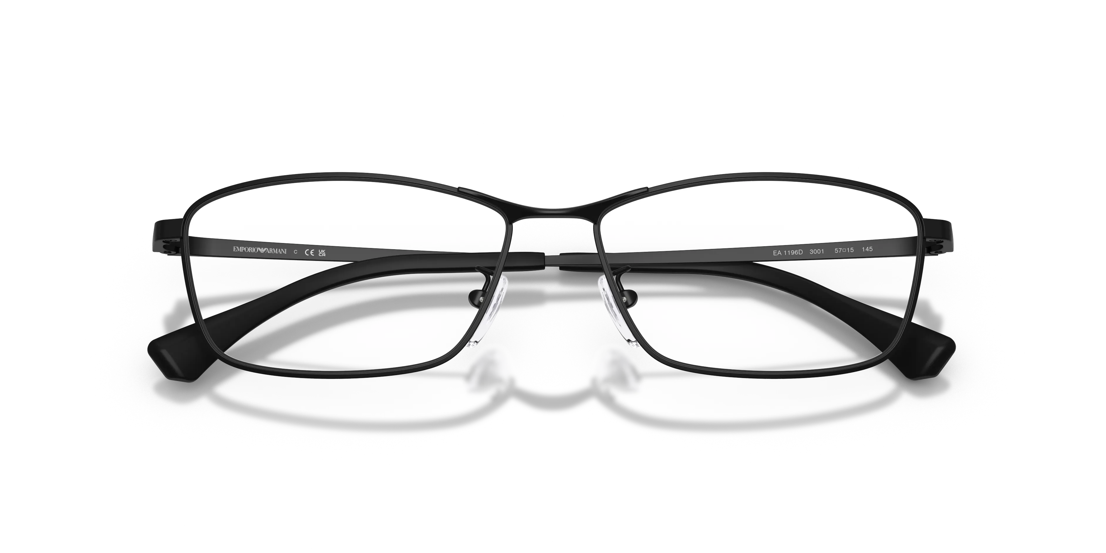 Emporio Armani EA1196D 3001 Montature da vista Metallo Nero Trasparente Geometrica Normale - immagine 2