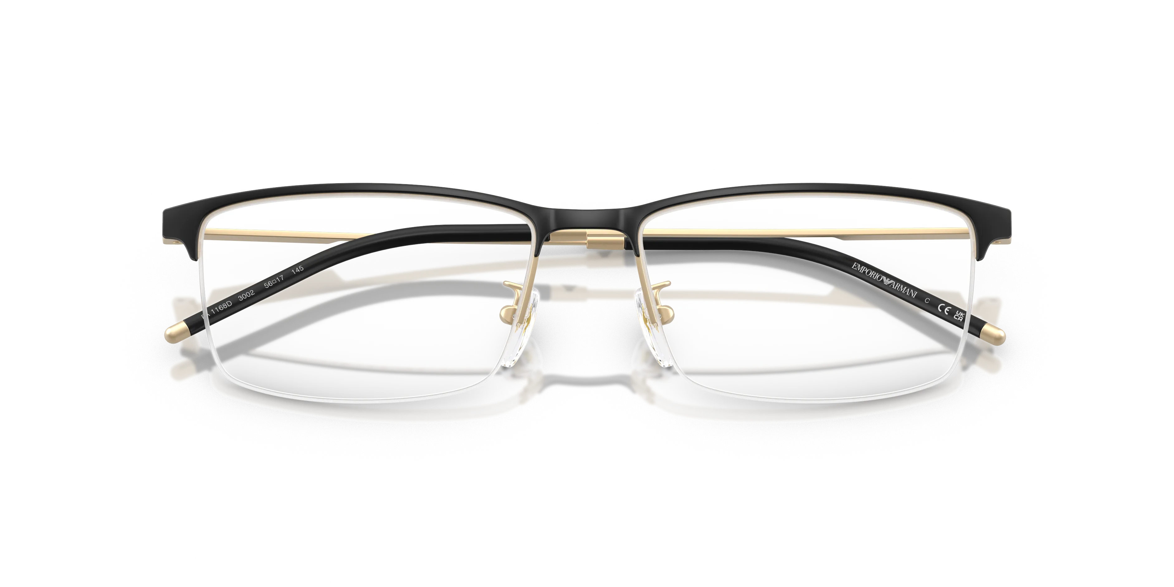 Emporio Armani EA1168D 3002 Montature da vista Metallo Nero Trasparente Squadrata Normale - immagine 2