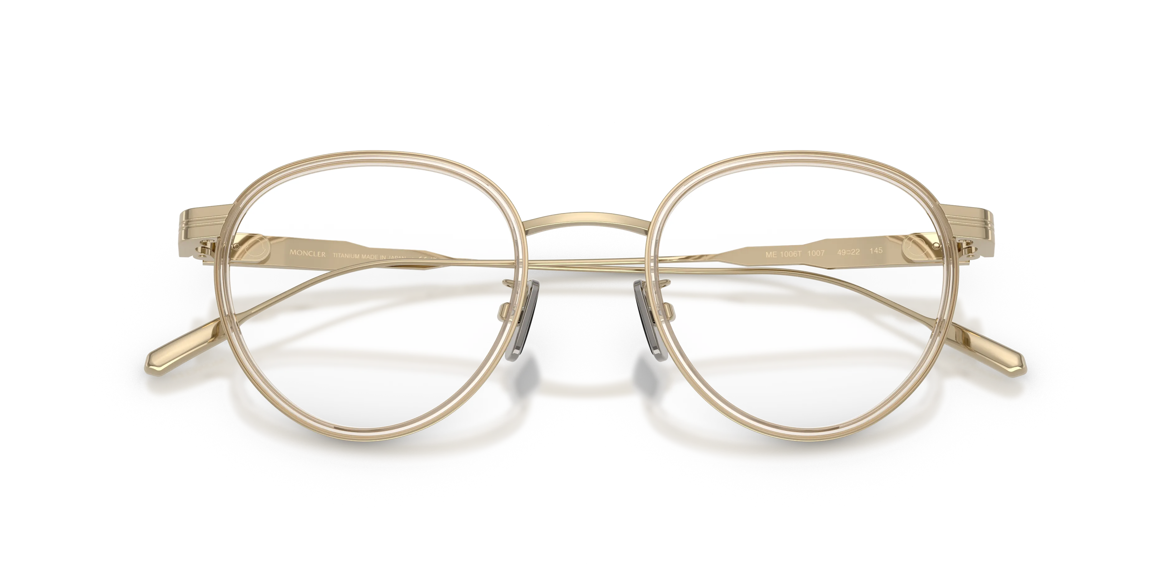 Moncler ME1006T 1007 Montature da vista Titanio Oro Trasparente Rotonda Normale - immagine 2