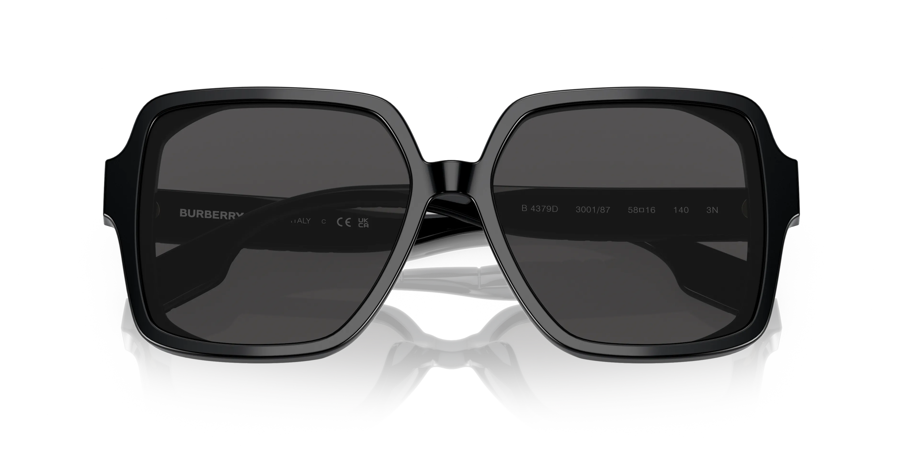 Burberry BE4379D 300187 Occhiali da sole Acetato Nero Grigio Squadrata Normale - immagine 2