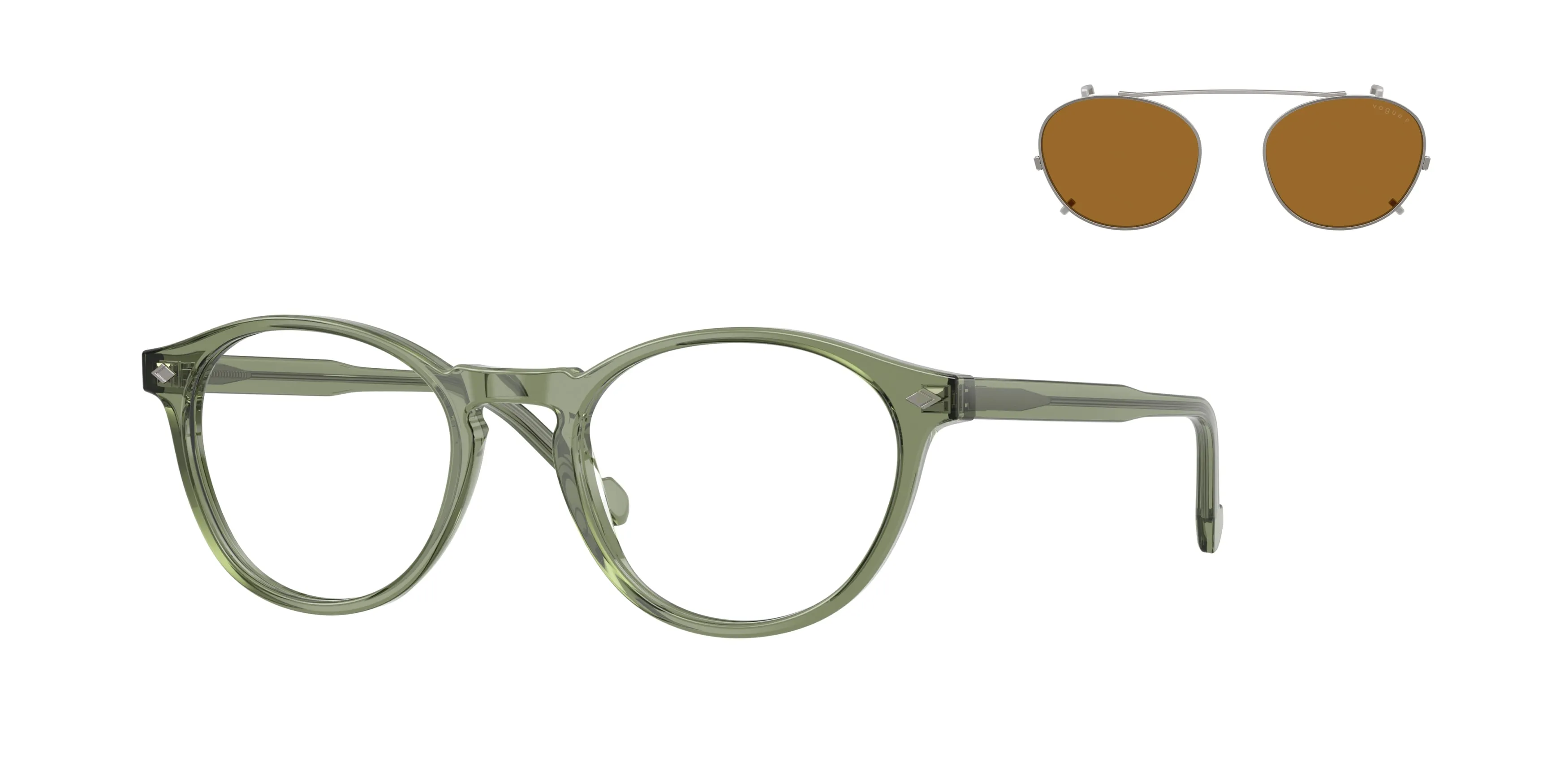 VOGUE EYEWEAR VO5751S 28211W Occhiali da sole Acetato Verde Trasparente Pantos Normale - immagine 1