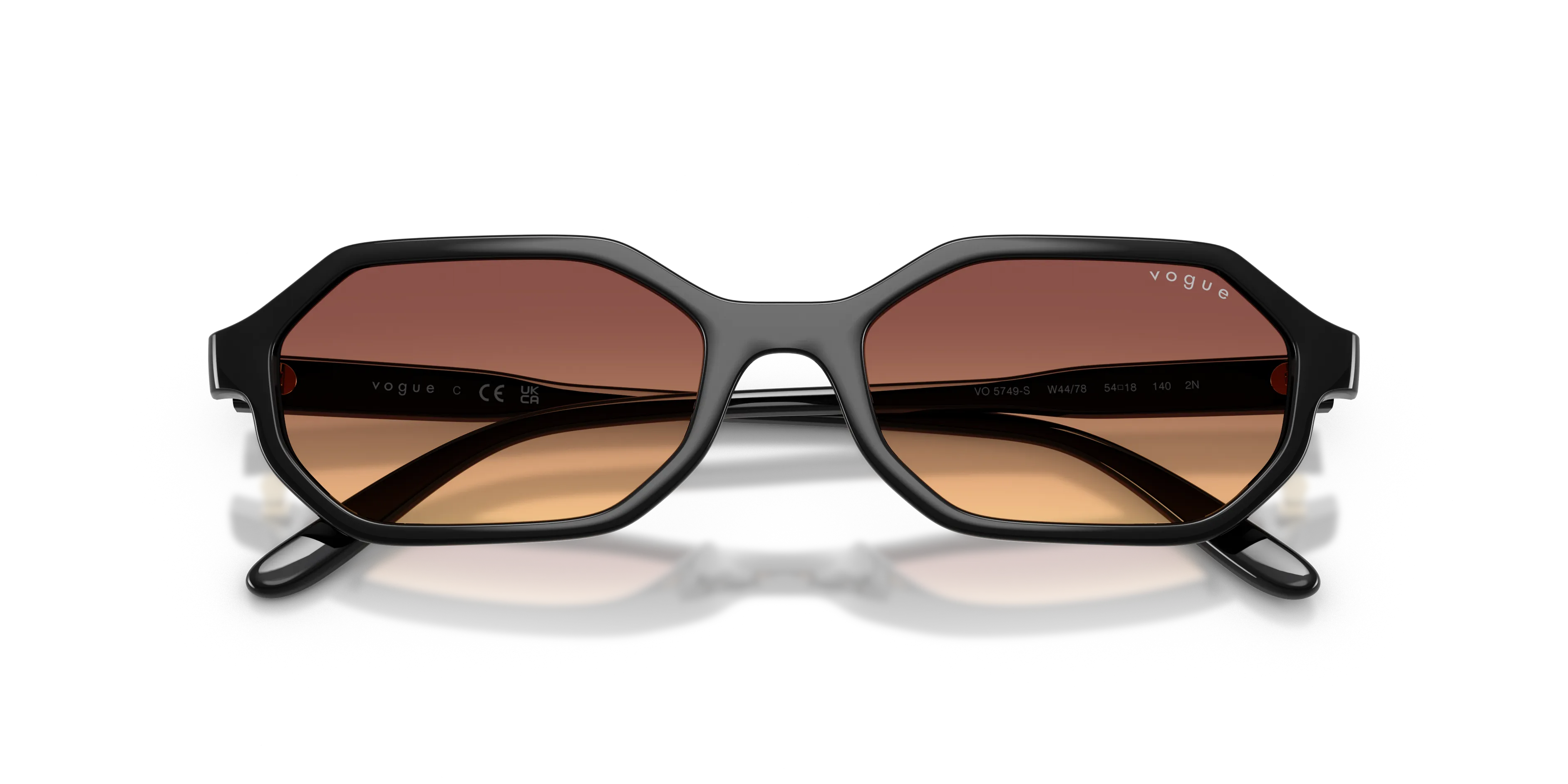 VOGUE EYEWEAR VO5749S W44/78 Occhiali da sole Nylon Nero Arancione Geometrica Normale Sfumato - immagine 2