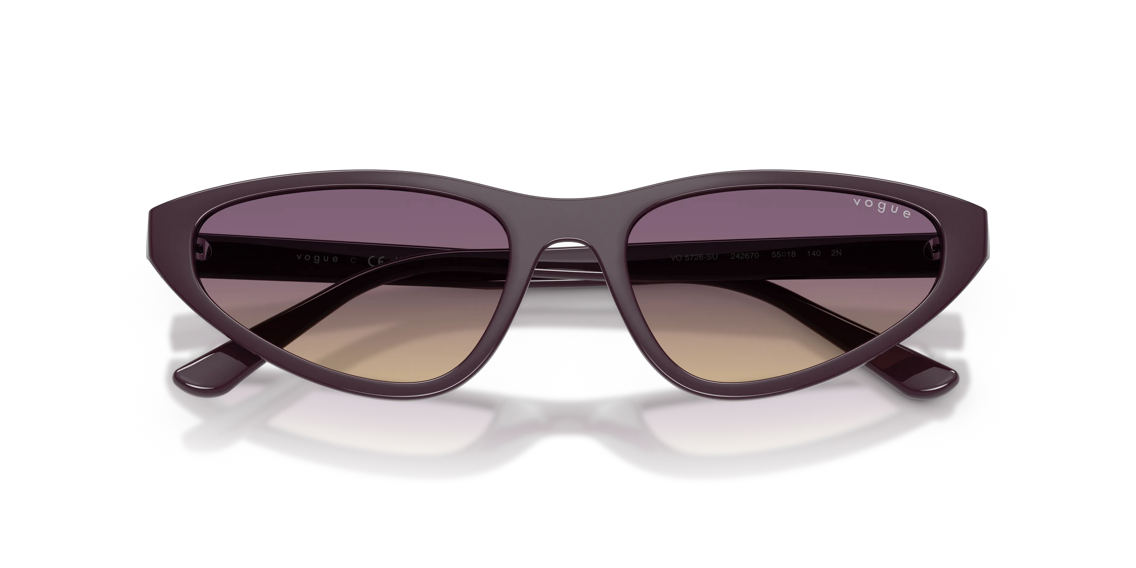 VOGUE EYEWEAR VO5726SU 242670 Occhiali da sole Acetato Viola Giallo Cat Eye Normale Sfumato - immagine 2
