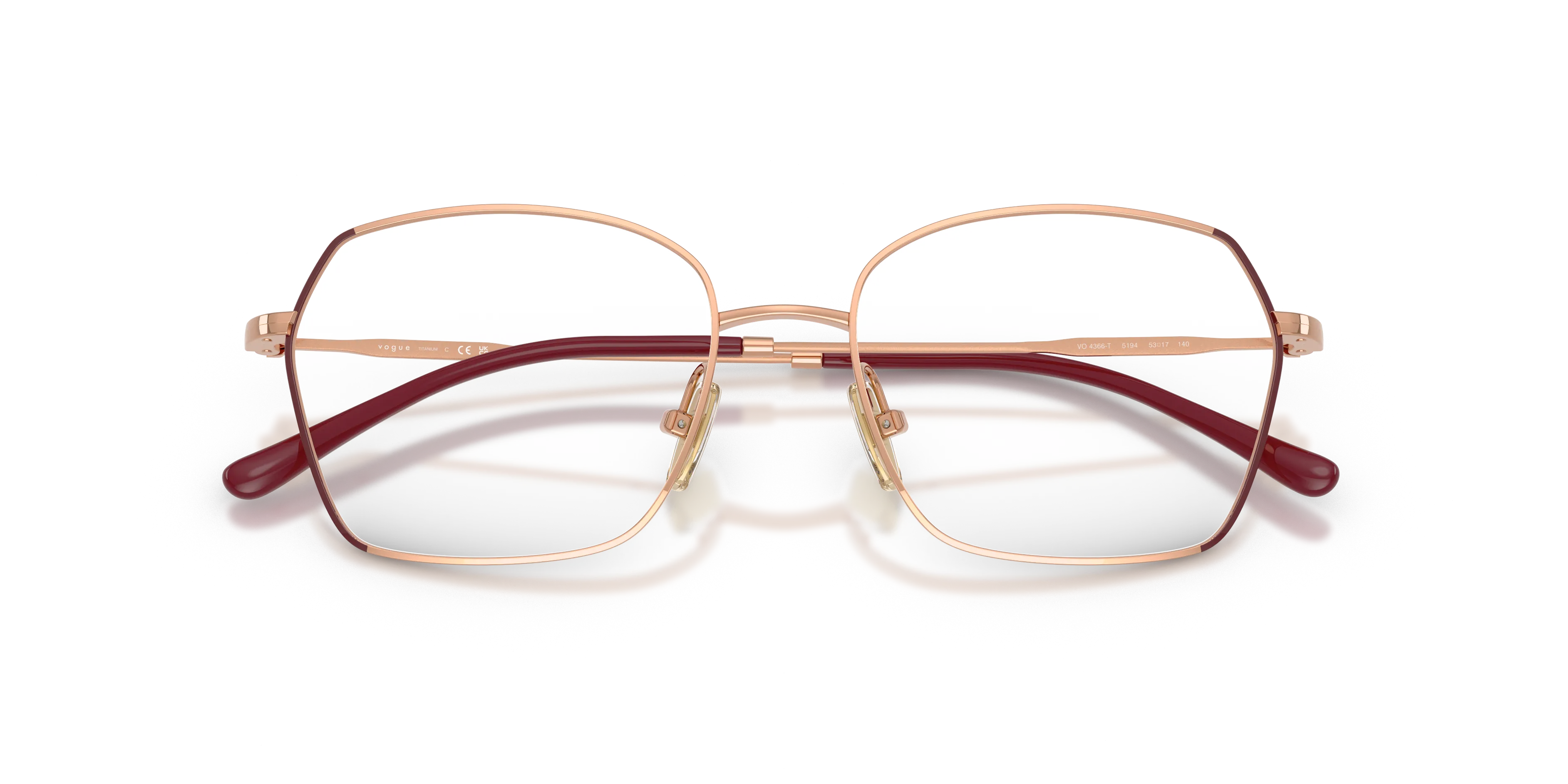 VOGUE EYEWEAR VO4366T 5194 Montature da vista Titanio Rosso Trasparente Geometrica Normale - immagine 2