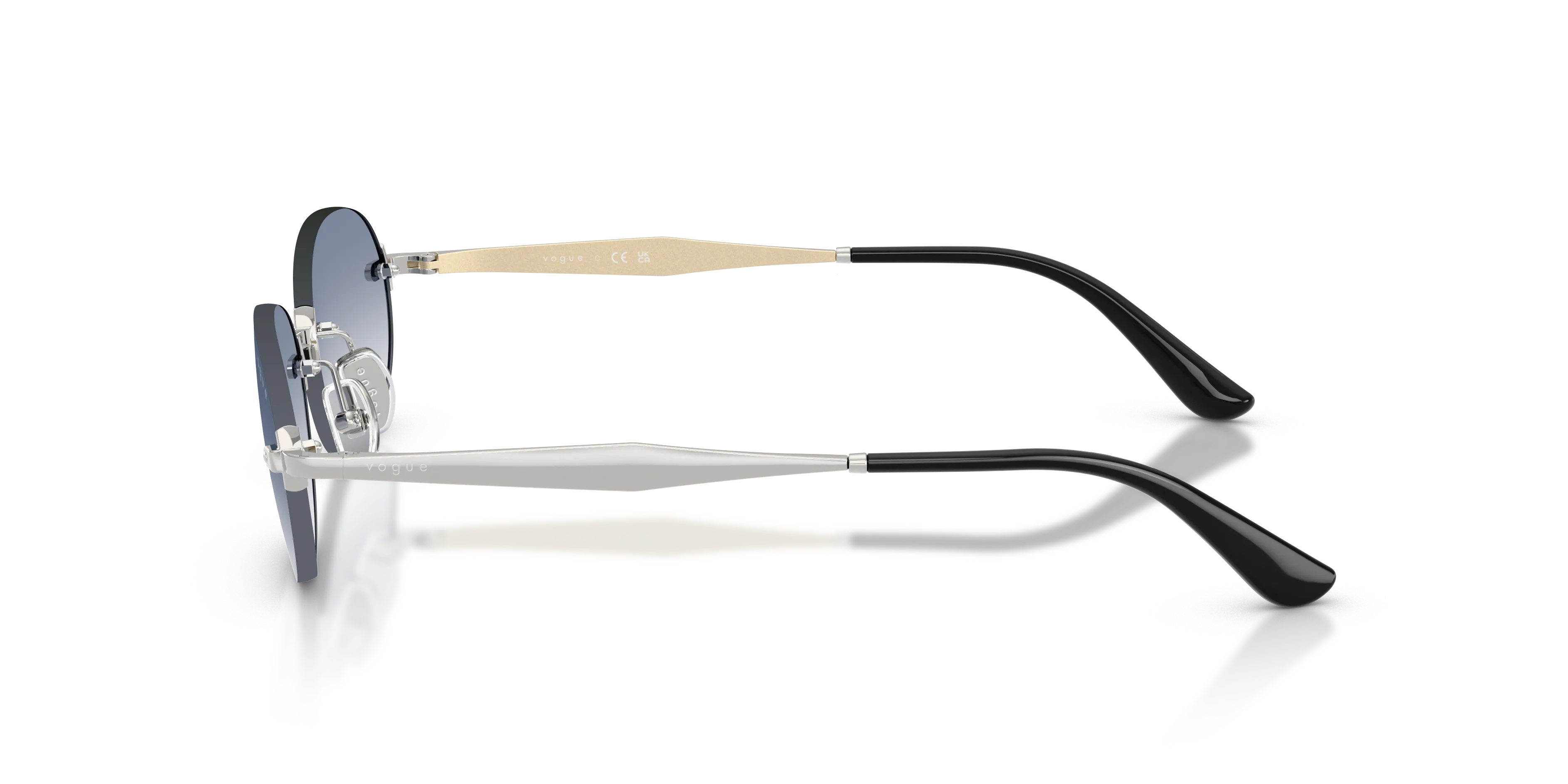 VOGUE EYEWEAR VO4342S 323/19 Occhiali da sole Metallo Argento Blu Rotonda Normale Sfumato - immagine 4