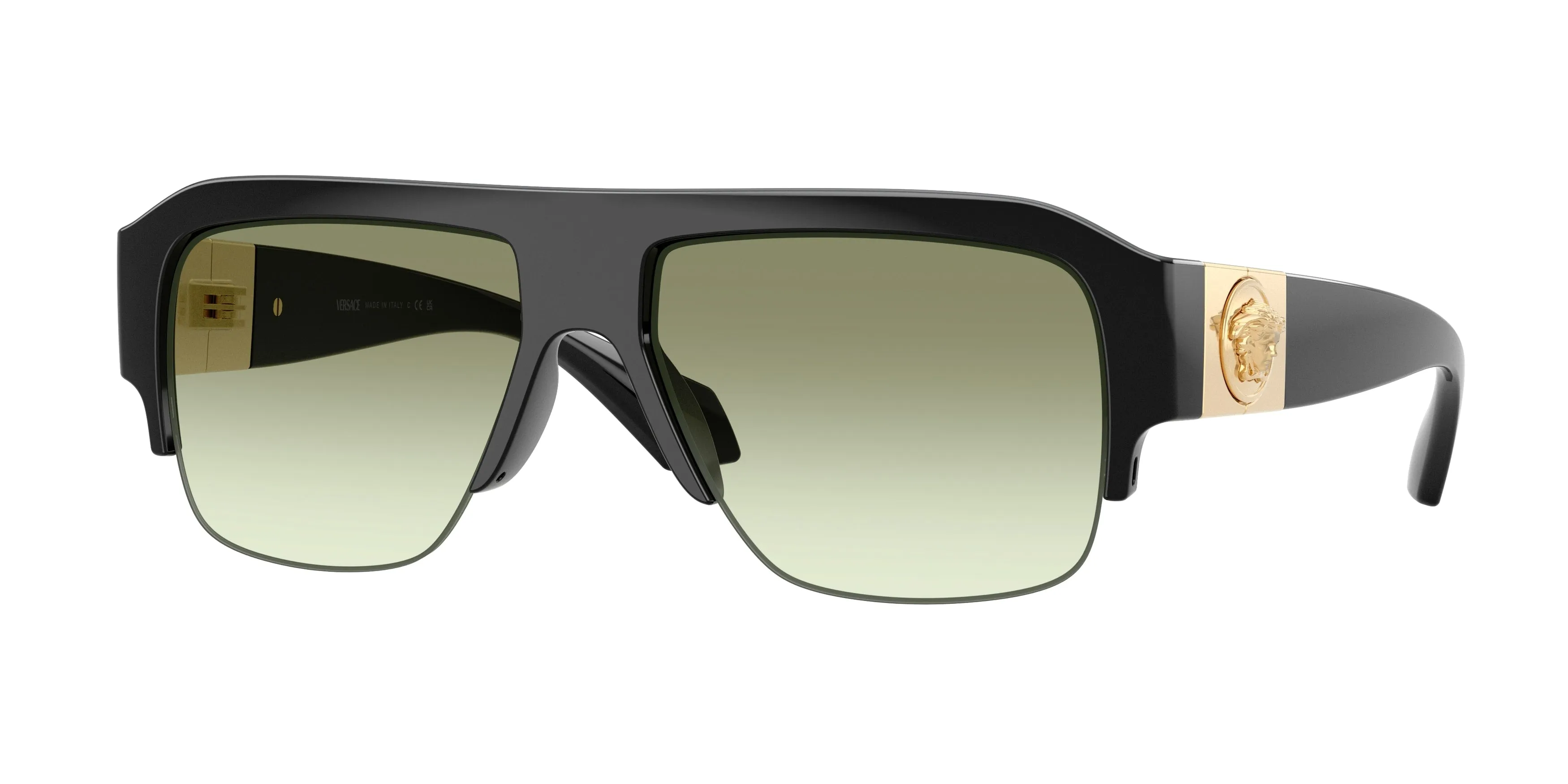 Versace VE4525U GB1/8E Occhiali da sole Iniettato Nero Verde Pilot Normale Sfumato - immagine 1