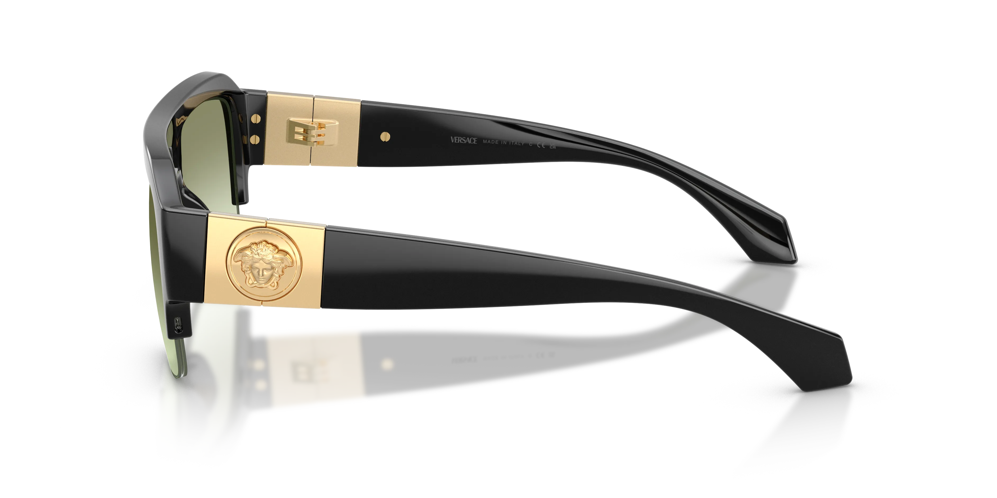 Versace VE4525U GB1/8E Occhiali da sole Iniettato Nero Verde Pilot Normale Sfumato - immagine 4
