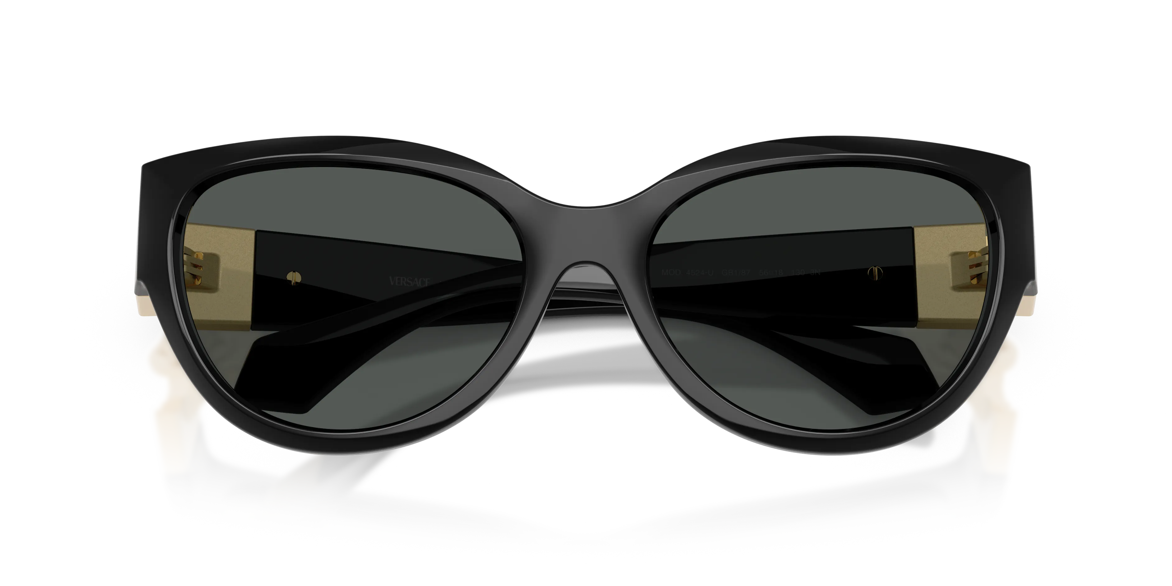 Versace VE4524U GB1/87 Occhiali da sole Iniettato Nero Grigio Cat Eye Normale - immagine 2