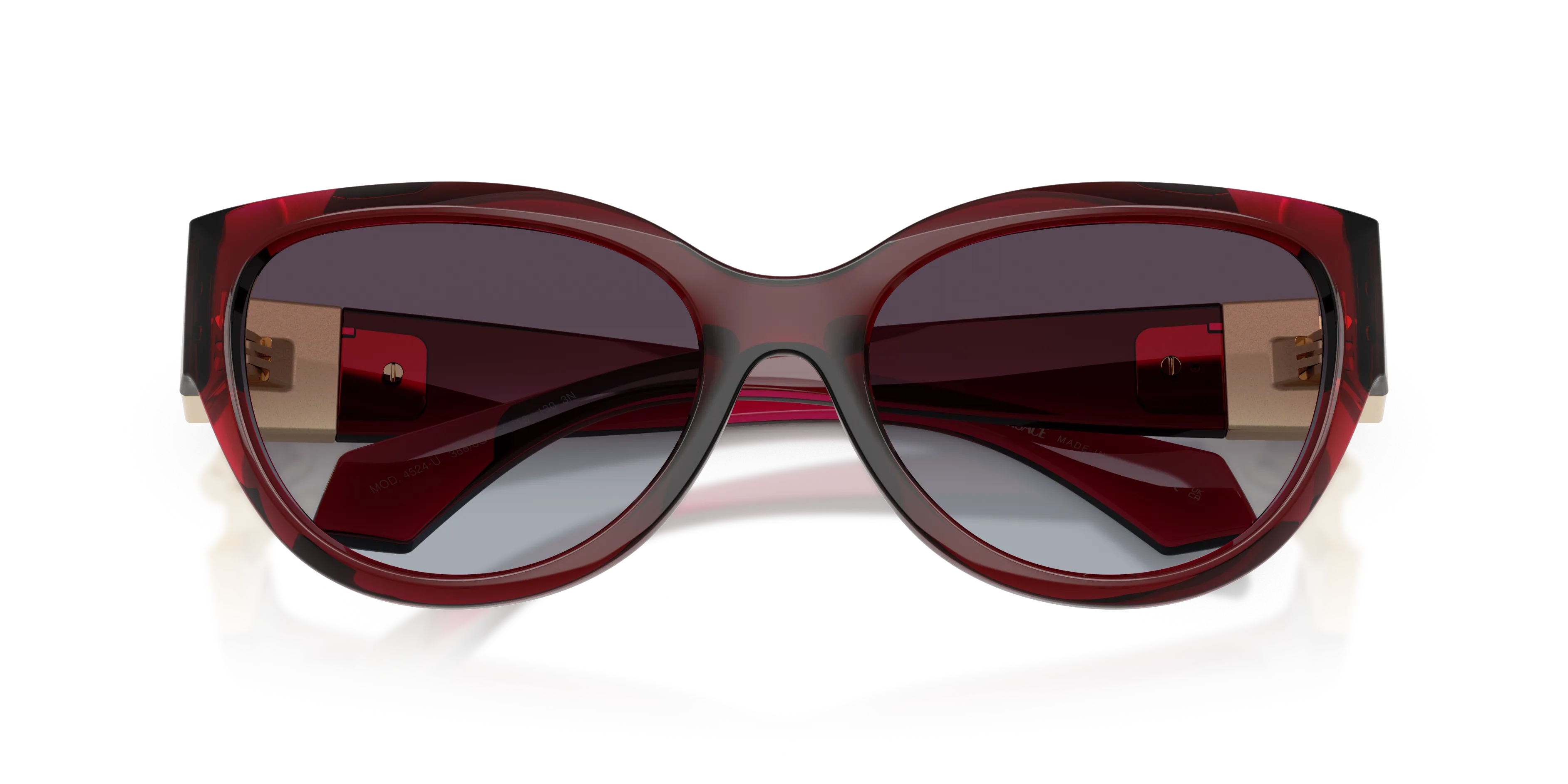 Versace VE4524U 388/8G Occhiali da sole Iniettato Rosso Grigio Cat Eye Normale Sfumato - immagine 2