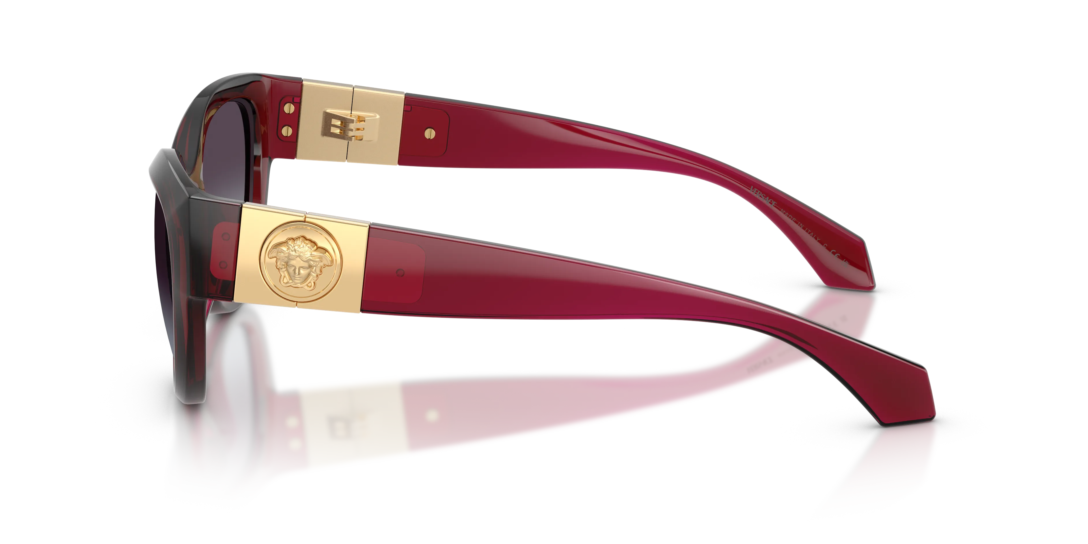 Versace VE4524U 388/8G Occhiali da sole Iniettato Rosso Grigio Cat Eye Normale Sfumato - immagine 4