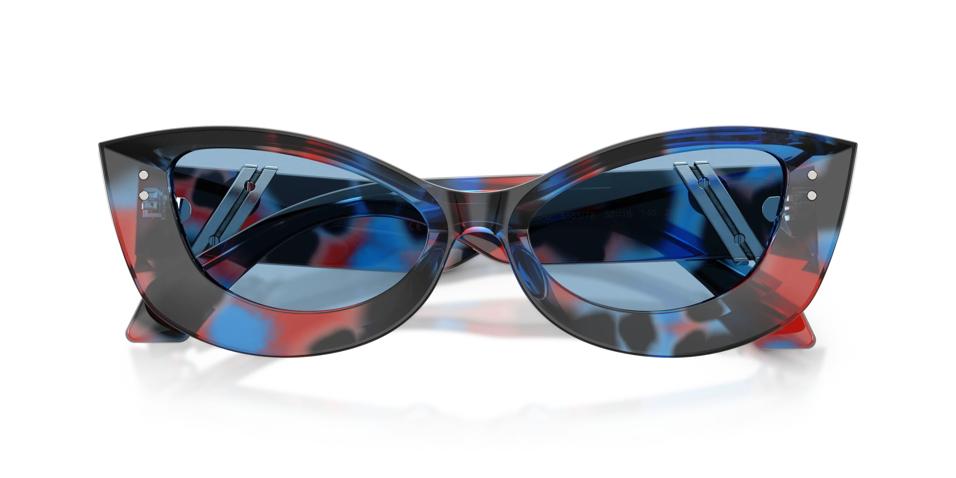 Versace VE4520U 555572 Occhiali da sole Acetato Tartaruga Blu Cat Eye Normale - immagine 2