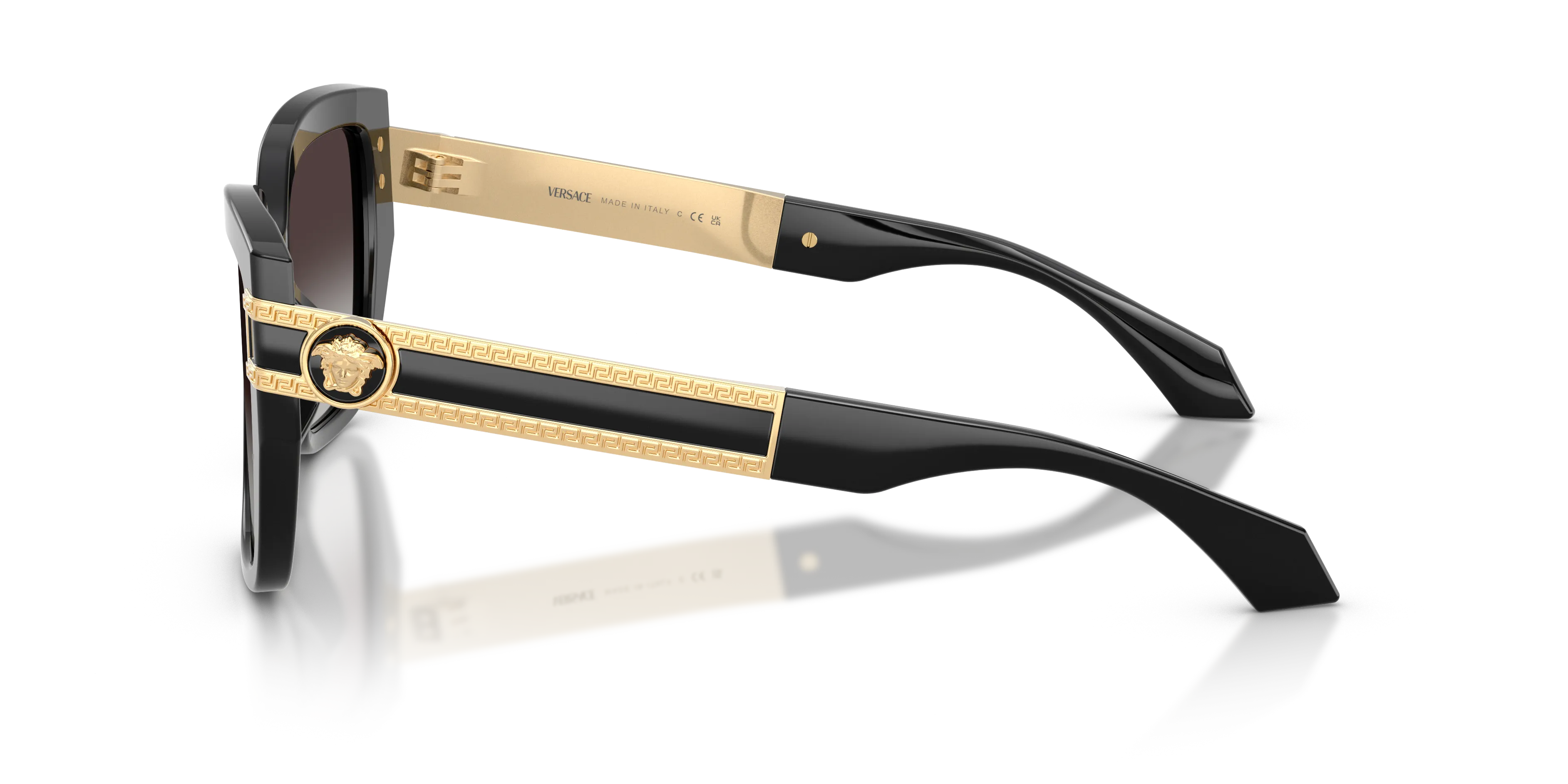 Versace VE4517U GB1/8G Occhiali da sole Acetato Nero Grigio Squadrata Normale Sfumato - immagine 4