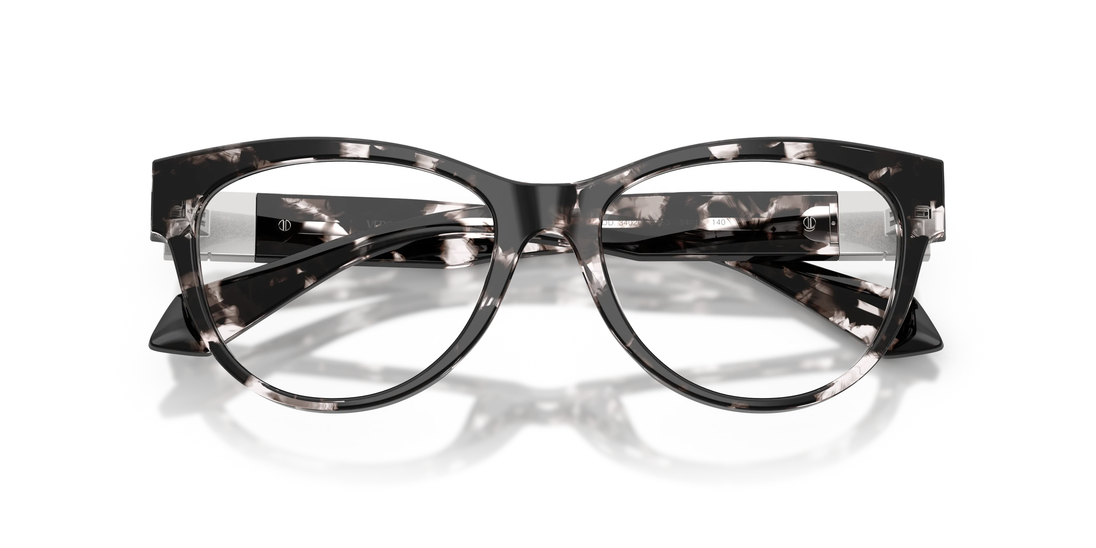 Versace VE3402U 5553 Montature da vista Acetato Nero Trasparente Cat Eye Normale - immagine 2