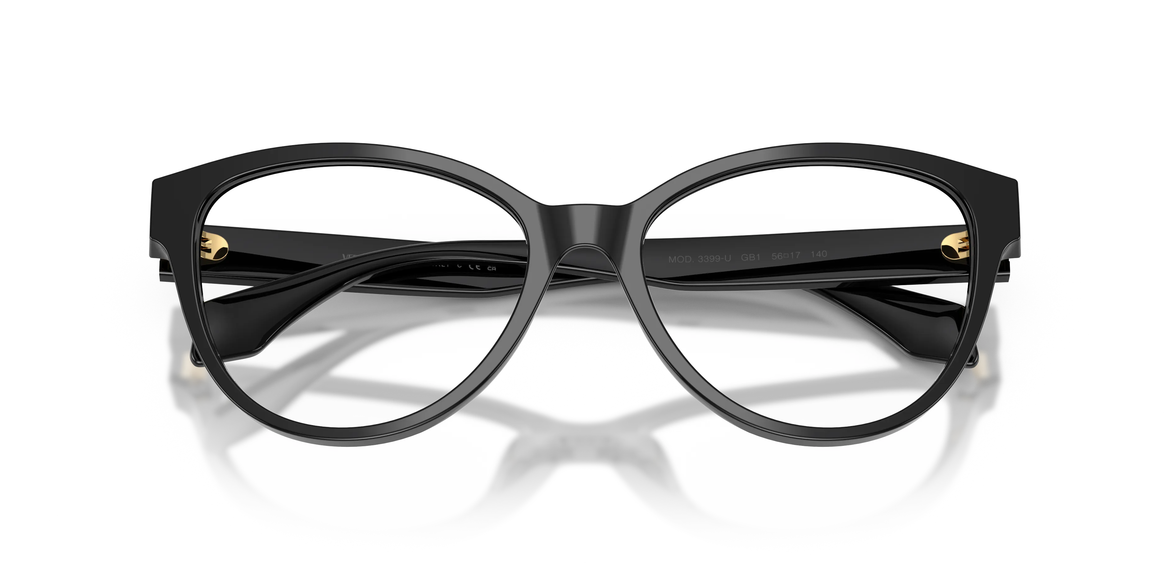 Versace VE3399U GB1 Montature da vista Acetato Nero Trasparente Cat Eye Normale - immagine 2