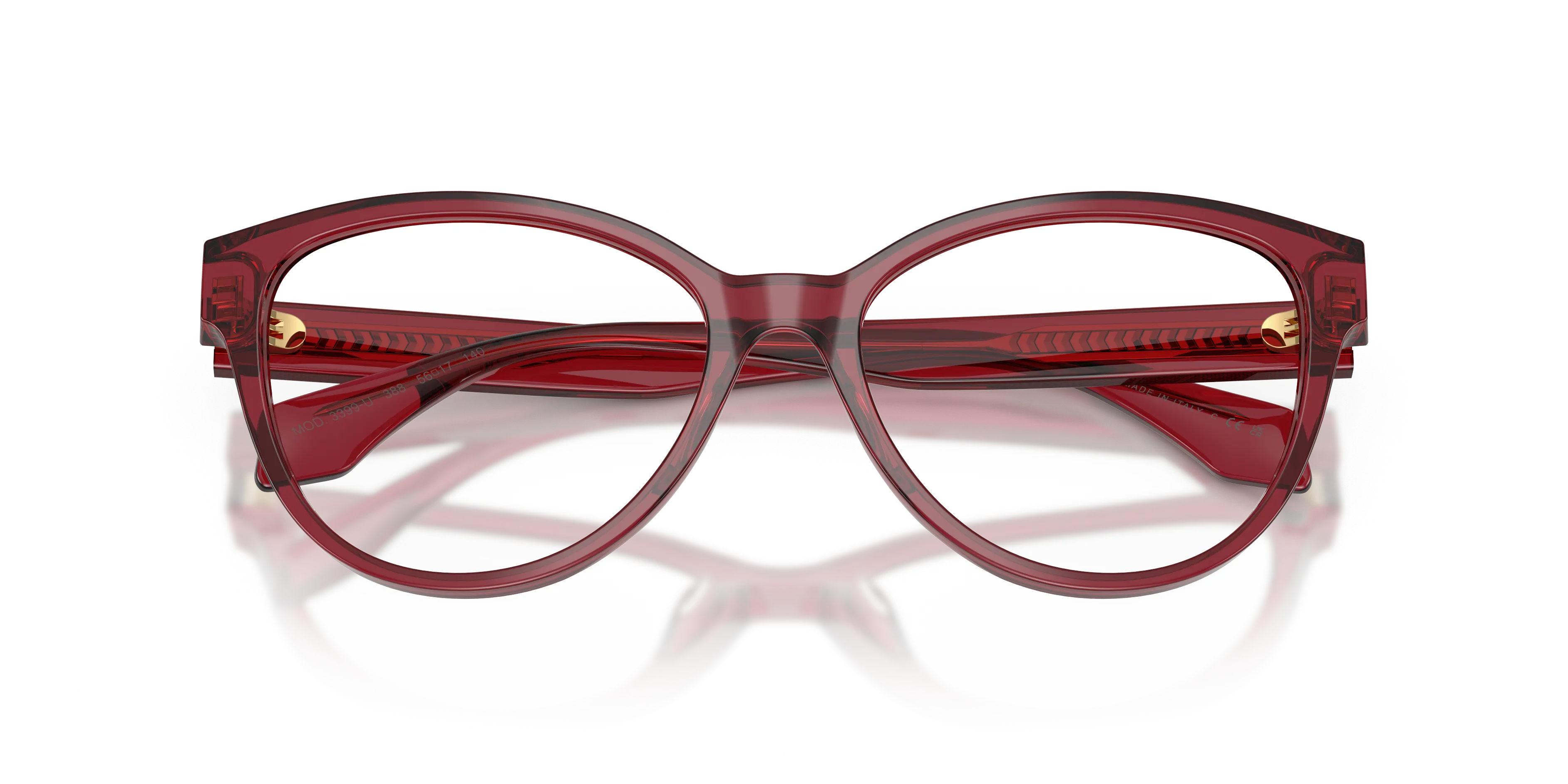 Versace VE3399U 388 Montature da vista Acetato Rosso Trasparente Cat Eye Normale - immagine 2