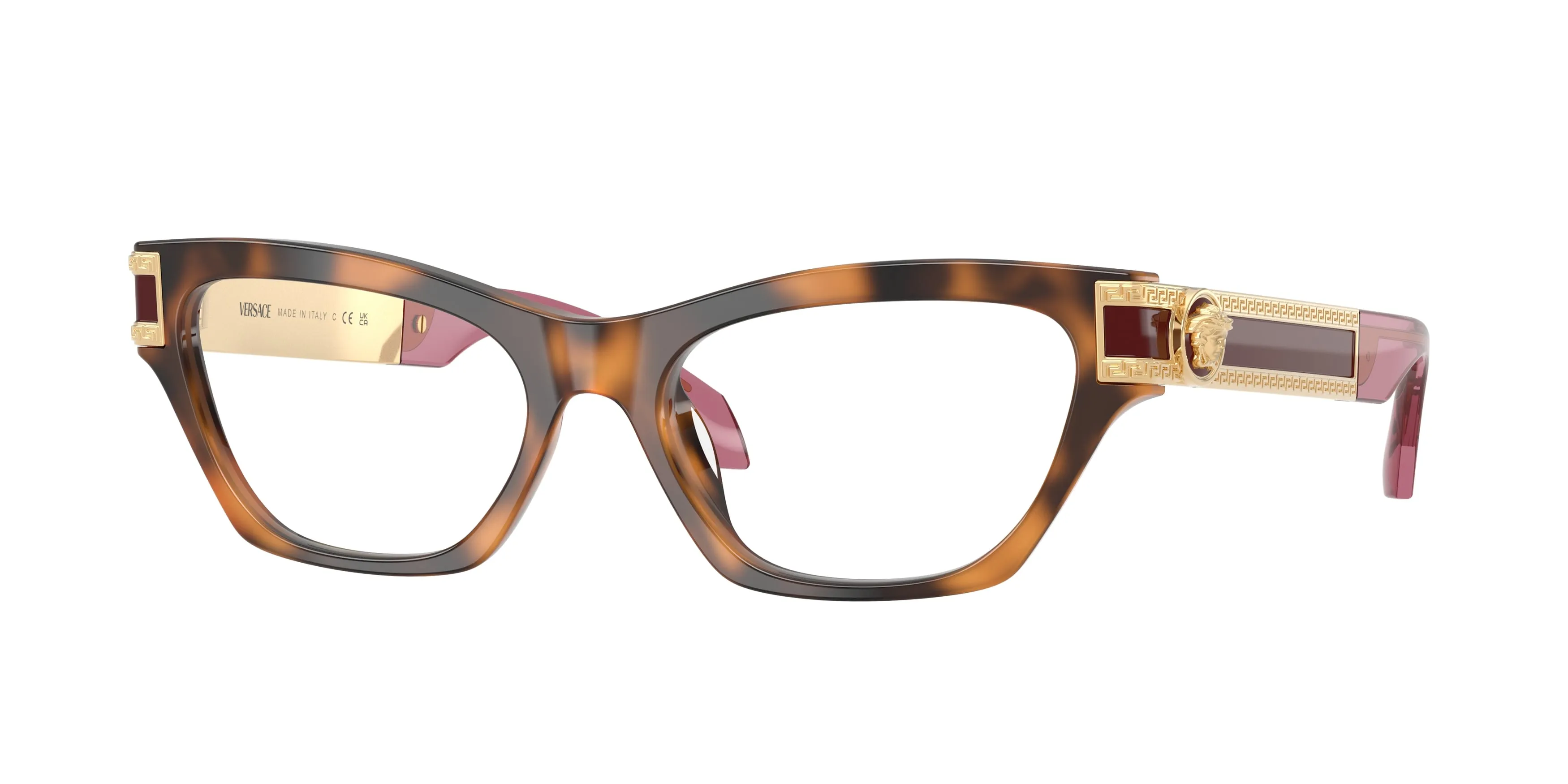 Versace VE3396U 5264 Montature da vista Acetato Marrone Trasparente Cat Eye Normale - immagine 1