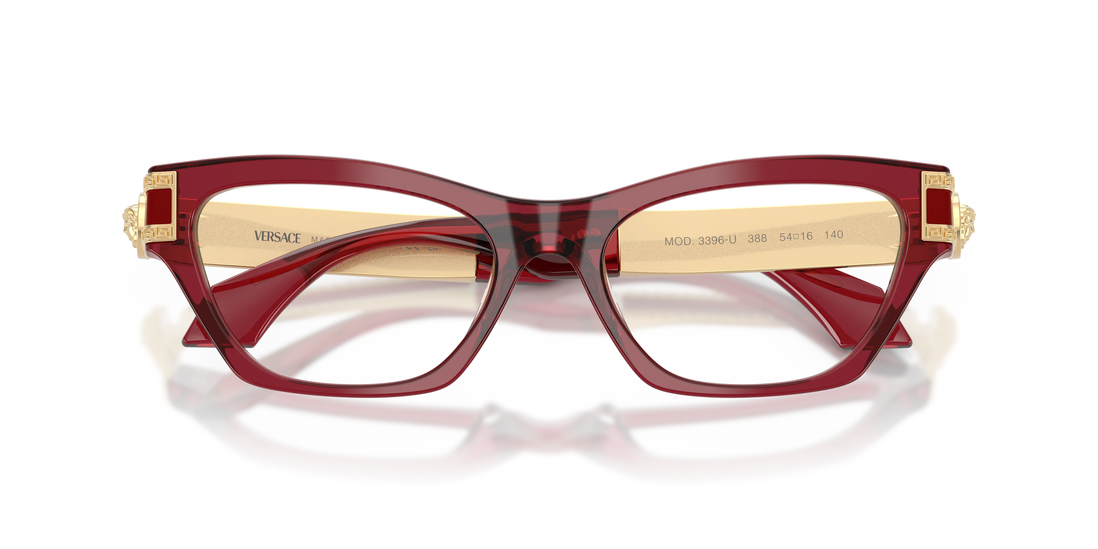 Versace VE3396U 388 Montature da vista Acetato Rosso Trasparente Cat Eye Normale - immagine 2