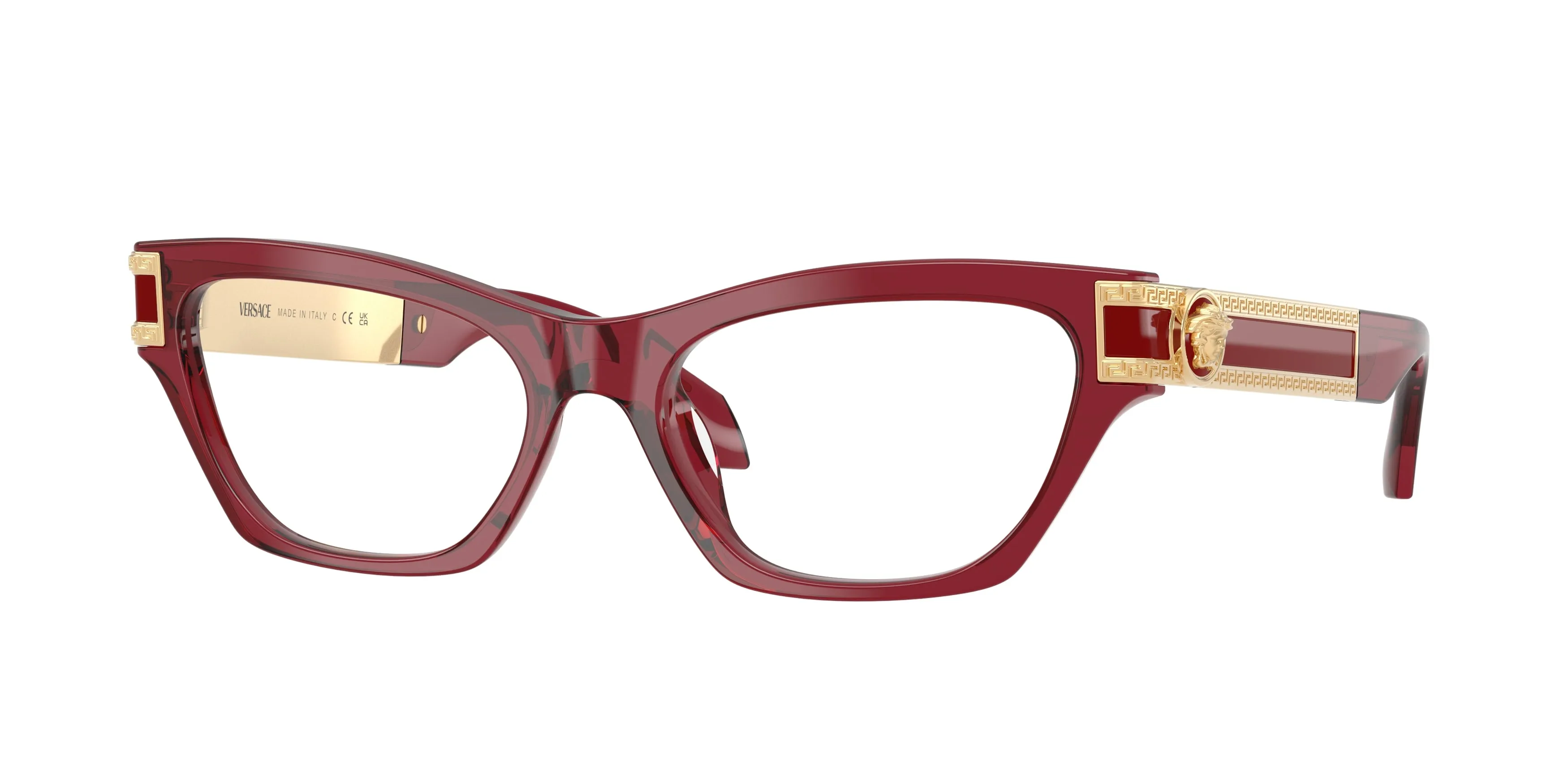 Versace VE3396U 388 Montature da vista Acetato Rosso Trasparente Cat Eye Normale - immagine 1