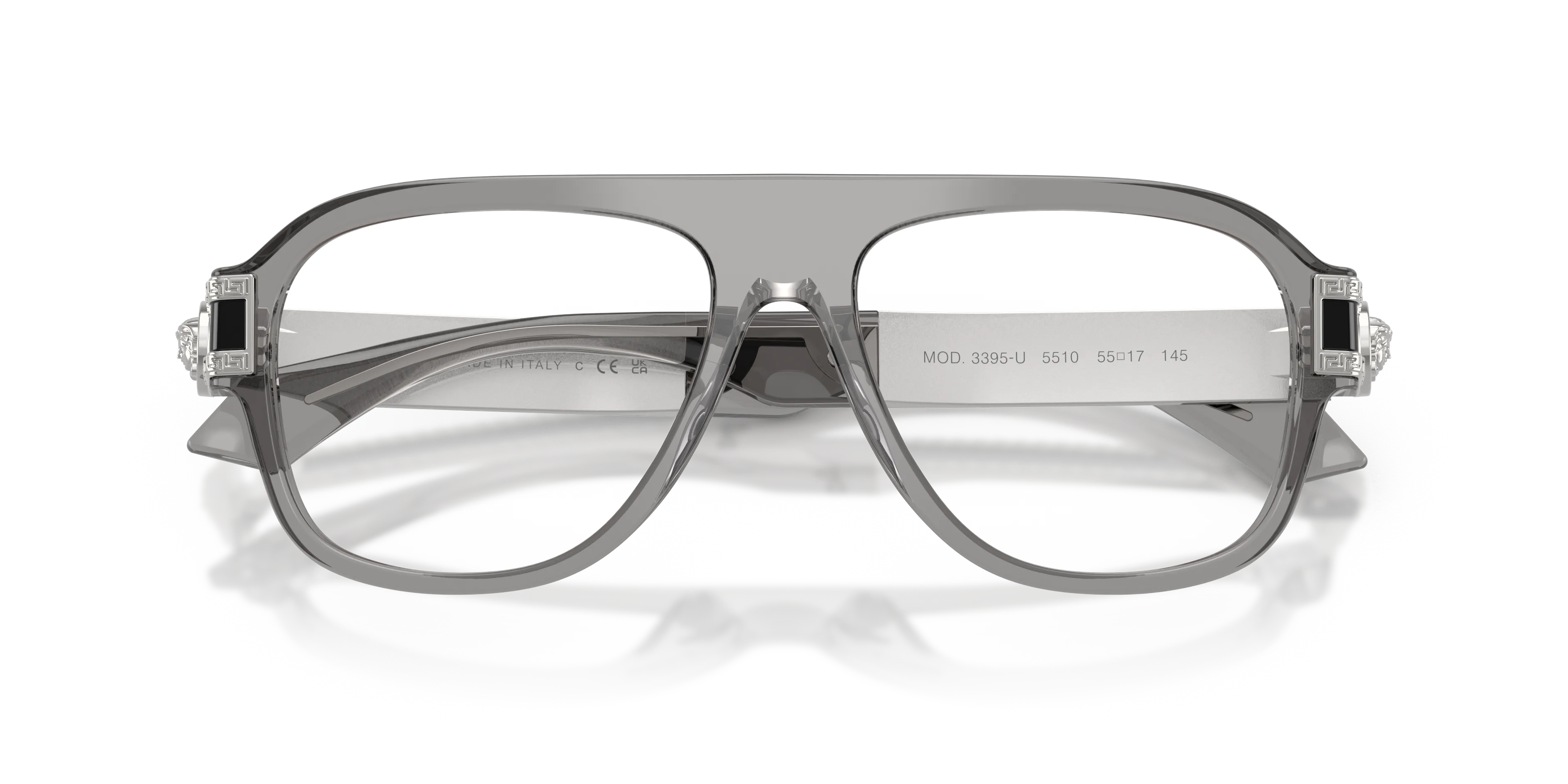 Versace VE3395U 5510 Montature da vista Acetato Grigio Trasparente Pilot Normale - immagine 2