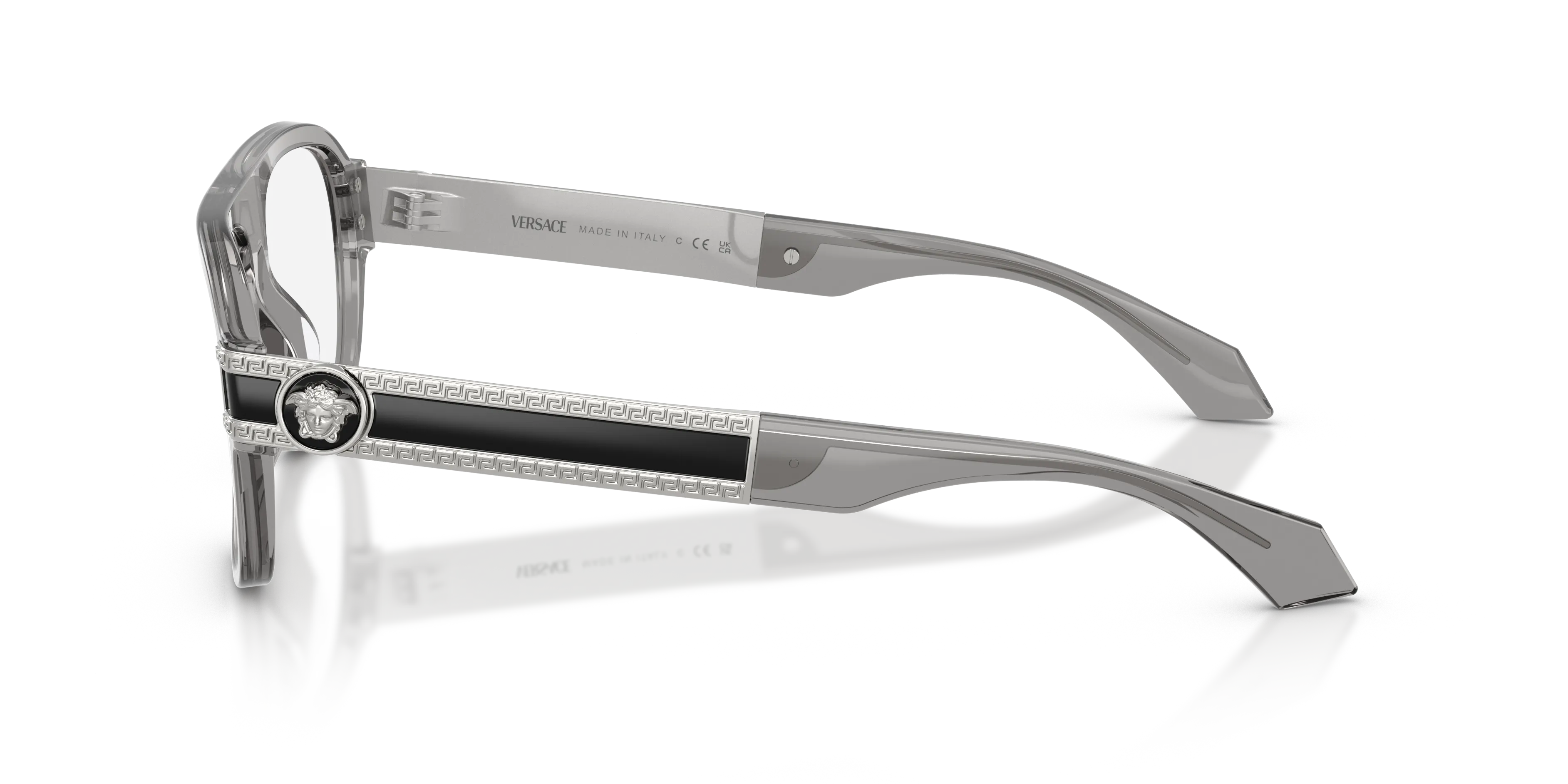 Versace VE3395U 5510 Montature da vista Acetato Grigio Trasparente Pilot Normale - immagine 4