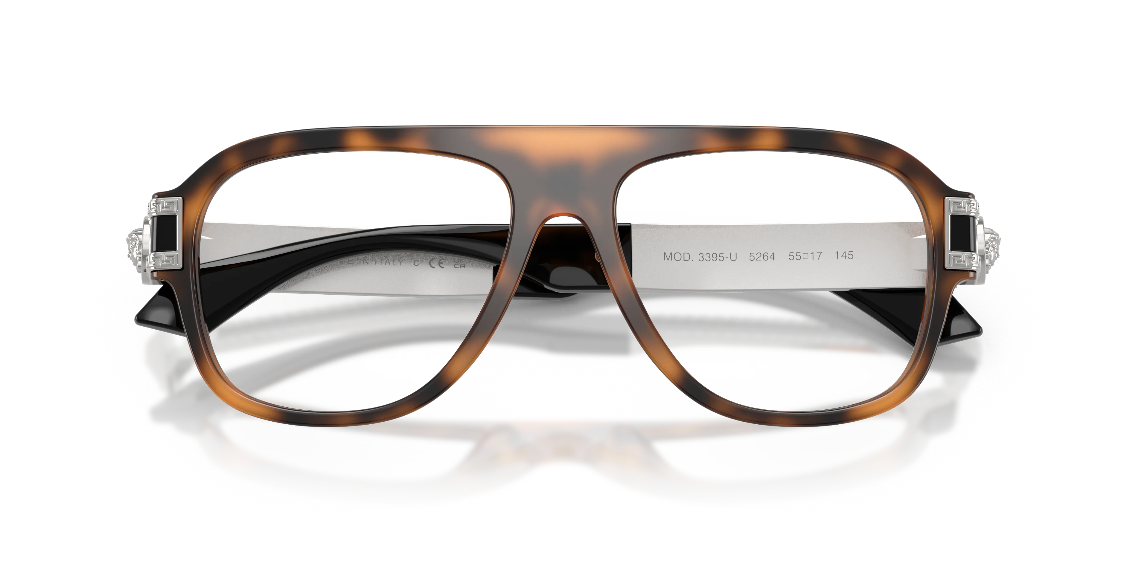 Versace VE3395U 5264 Montature da vista Acetato Marrone Trasparente Pilot Normale - immagine 2