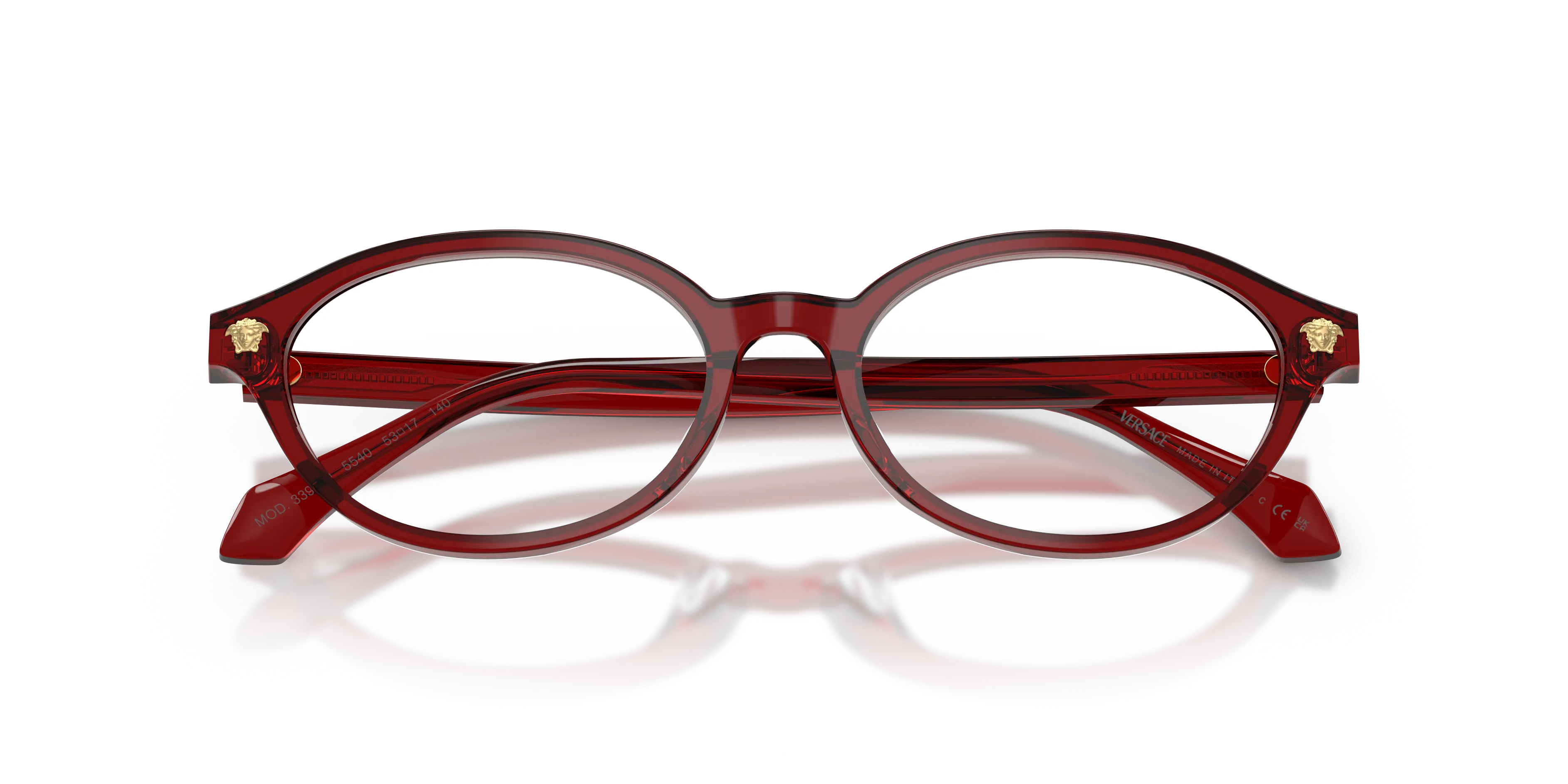 Versace VE3393D 5540 Montature da vista Acetato Rosso Trasparente Rotonda Normale - immagine 2