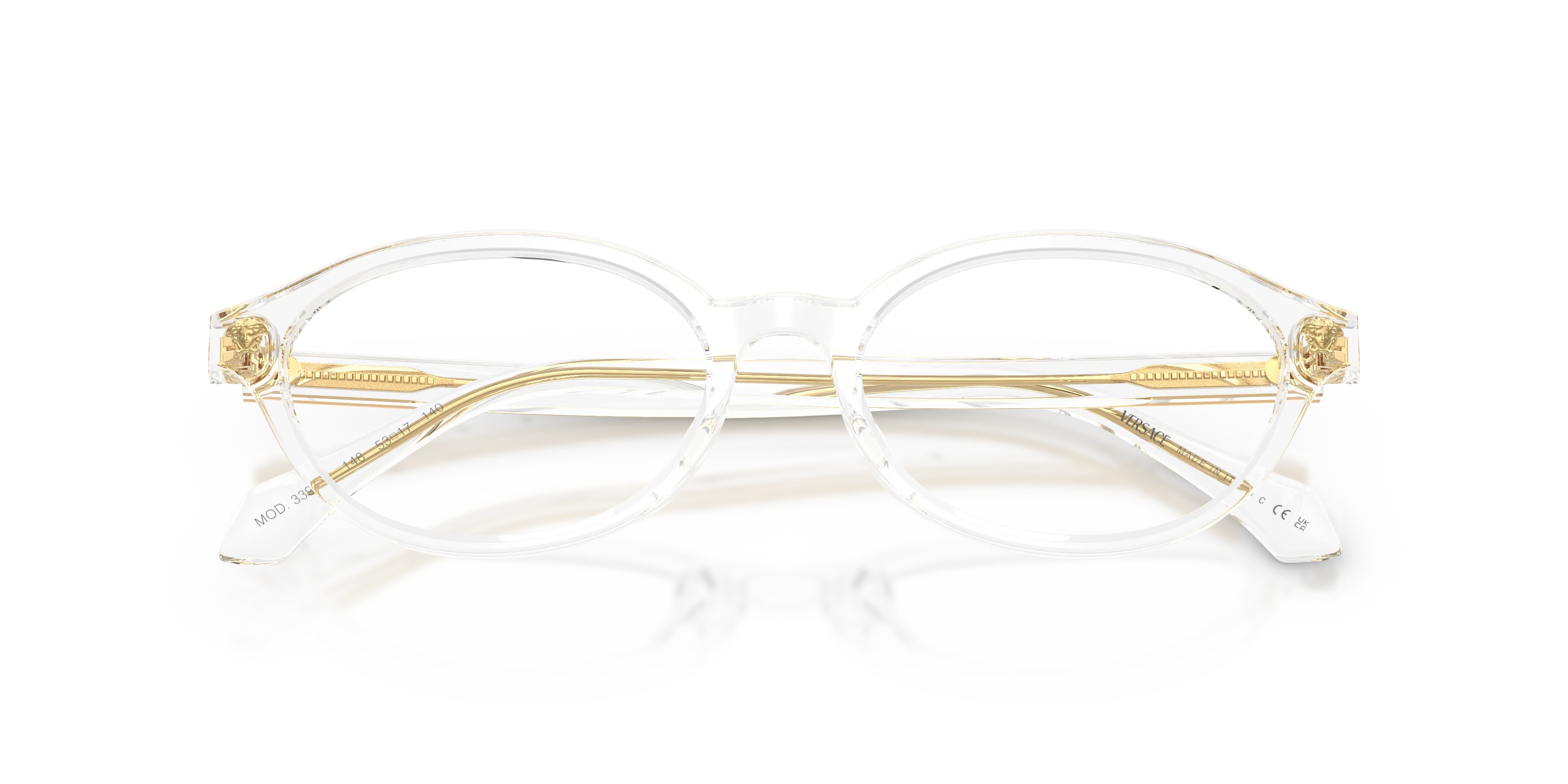 Versace VE3393D 148 Montature da vista Acetato Trasparente Trasparente Rotonda Normale - immagine 2