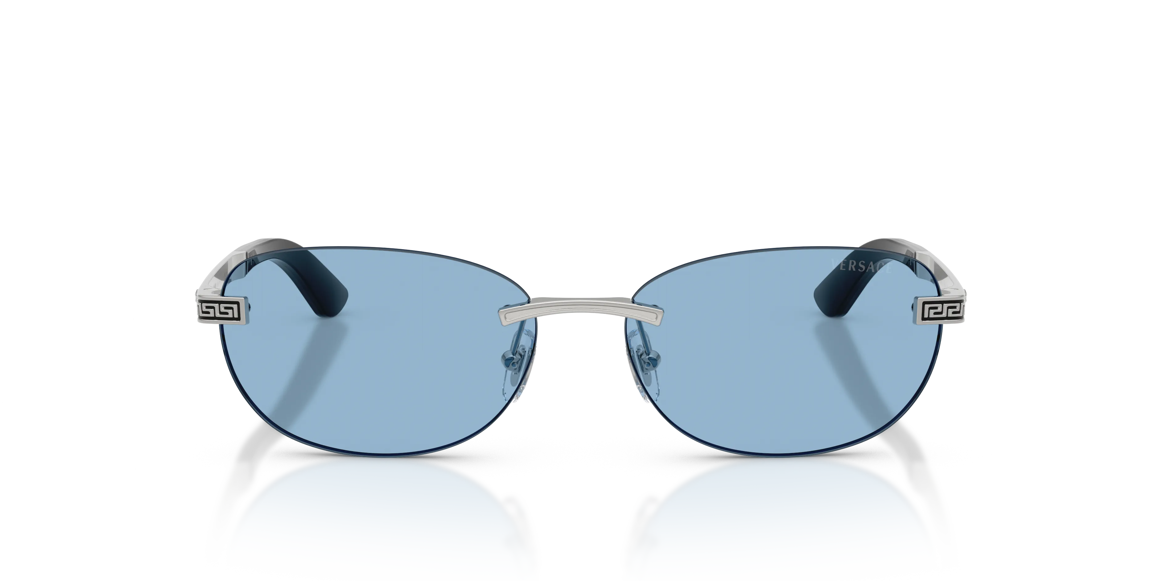 Versace VE2307 152672 Occhiali da sole Metallo Argento Blu Rotonda Normale - immagine 3