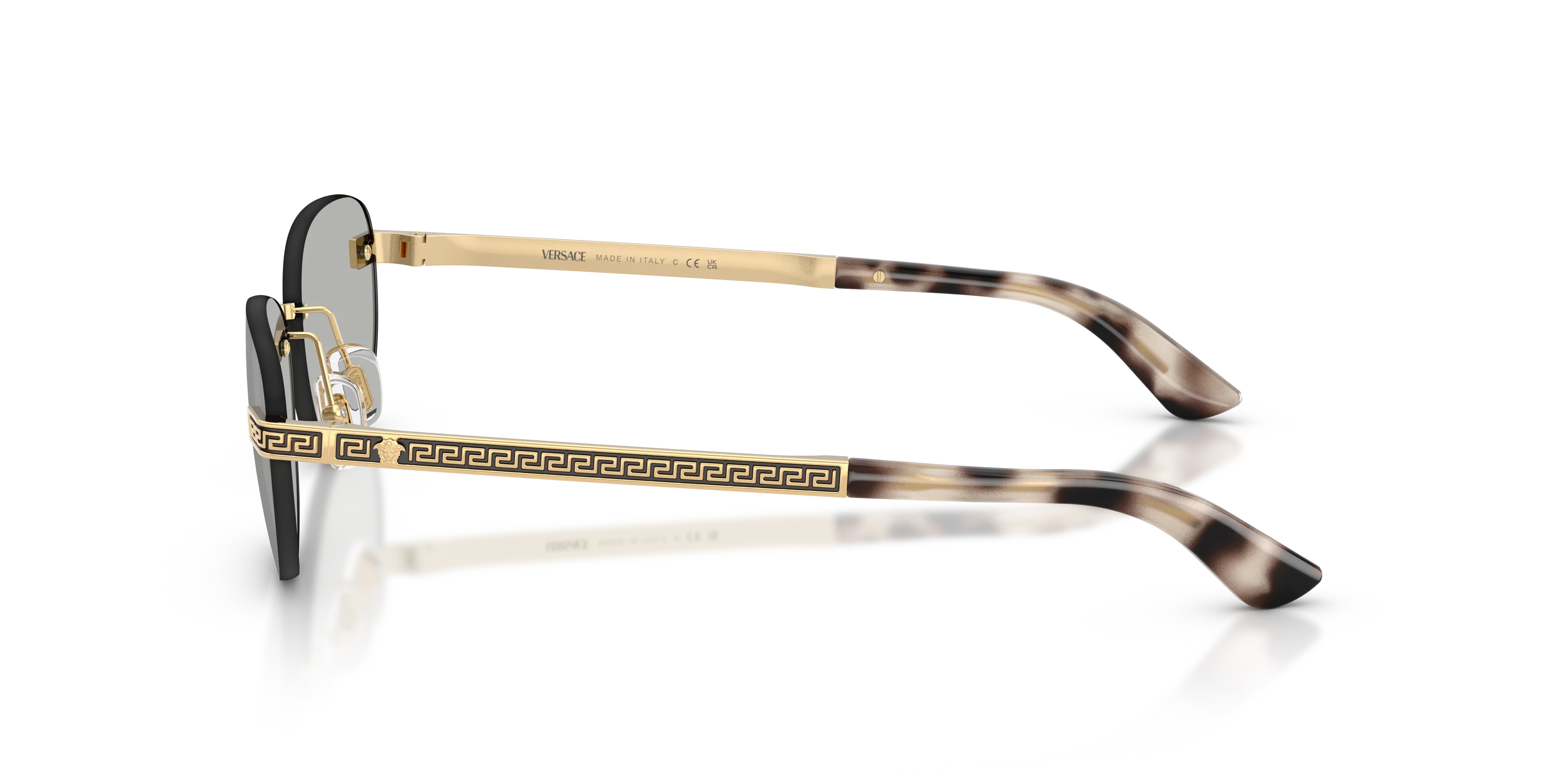 Versace VE2307 15238V Occhiali da sole Metallo Oro Grigio Rotonda Specchiate - immagine 4