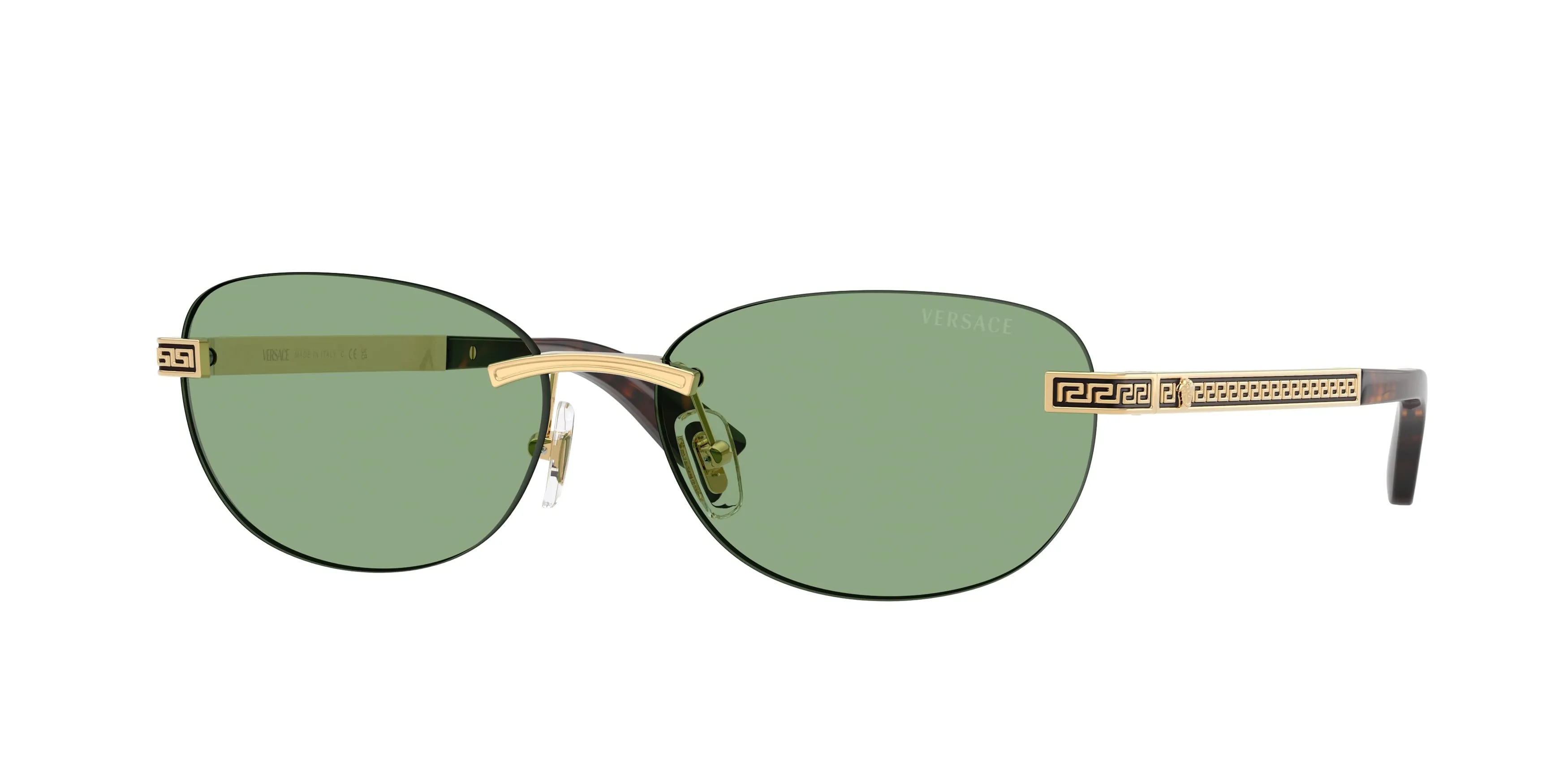 Versace VE2307 152382 Occhiali da sole Metallo Oro Verde Rotonda Normale - immagine 1