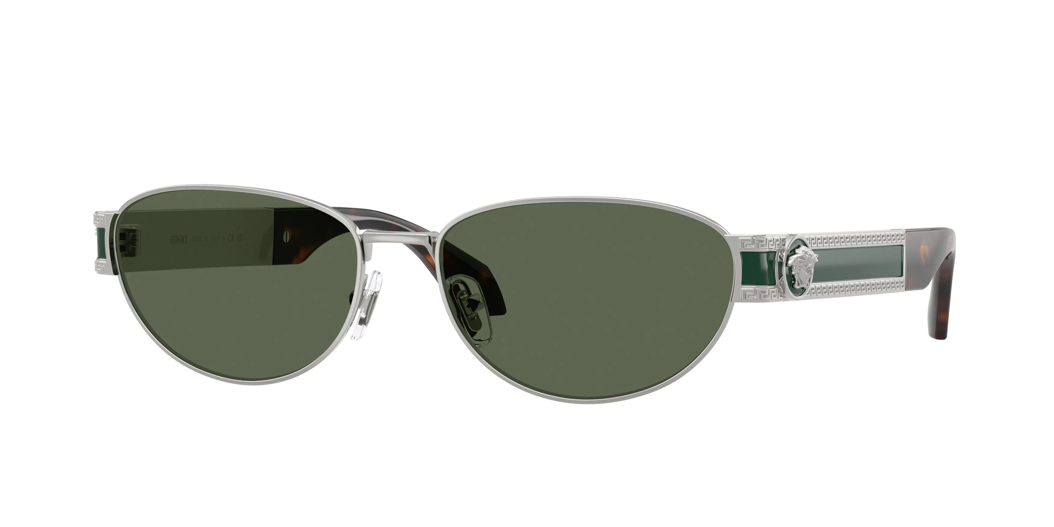 Versace VE2304 152671 Occhiali da sole Metallo Argento Verde Cat Eye Normale - immagine 1
