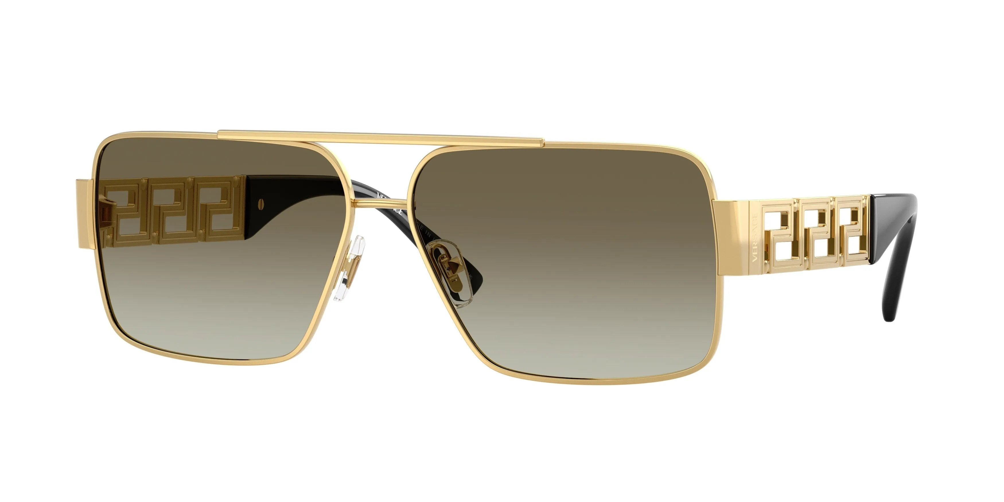 Versace VE2290 10028E Occhiali da sole Metallo Oro Verde Squadrata Normale Sfumato - immagine 1