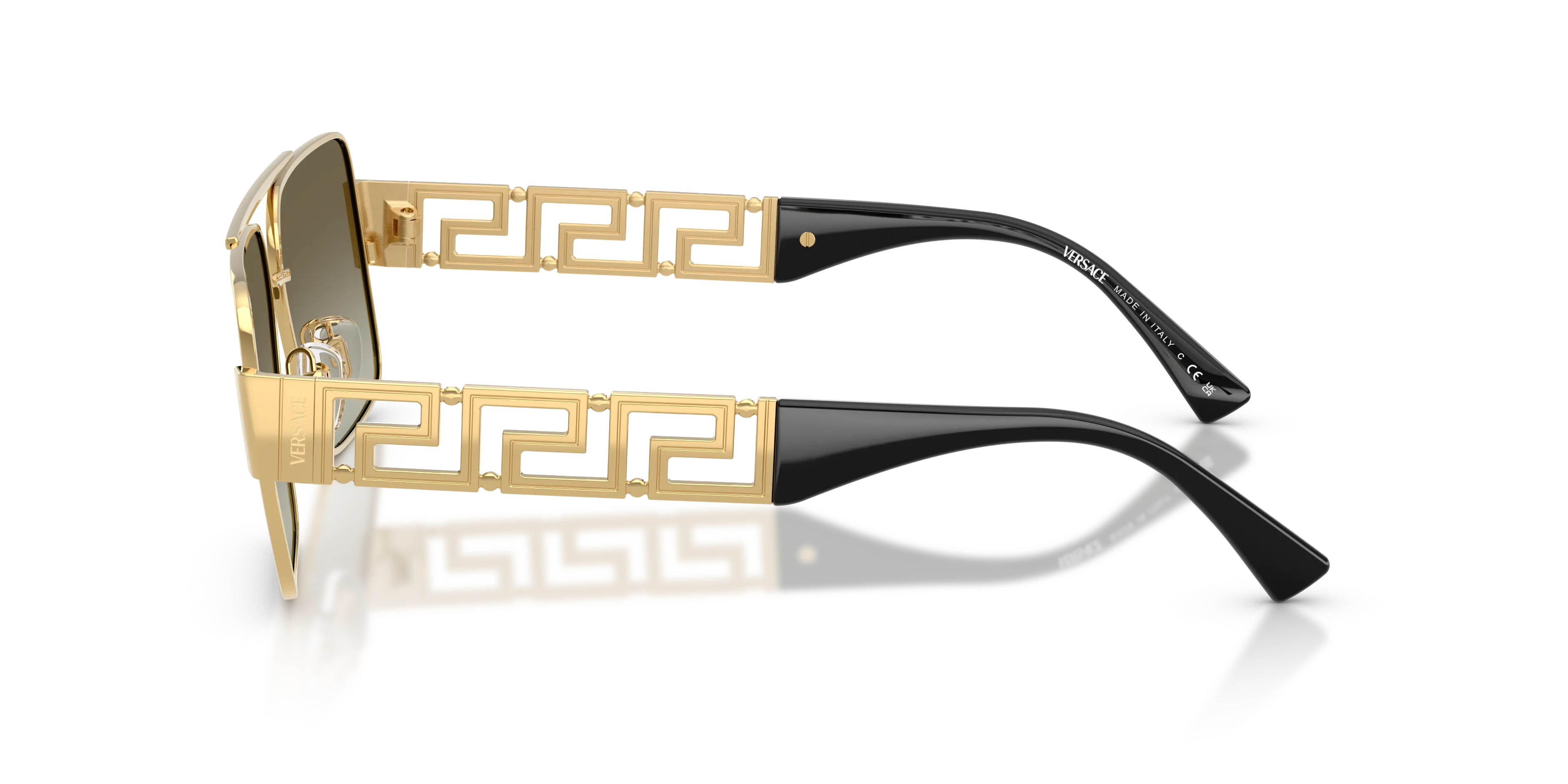 Versace VE2290 10028E Occhiali da sole Metallo Oro Verde Squadrata Normale Sfumato - immagine 4