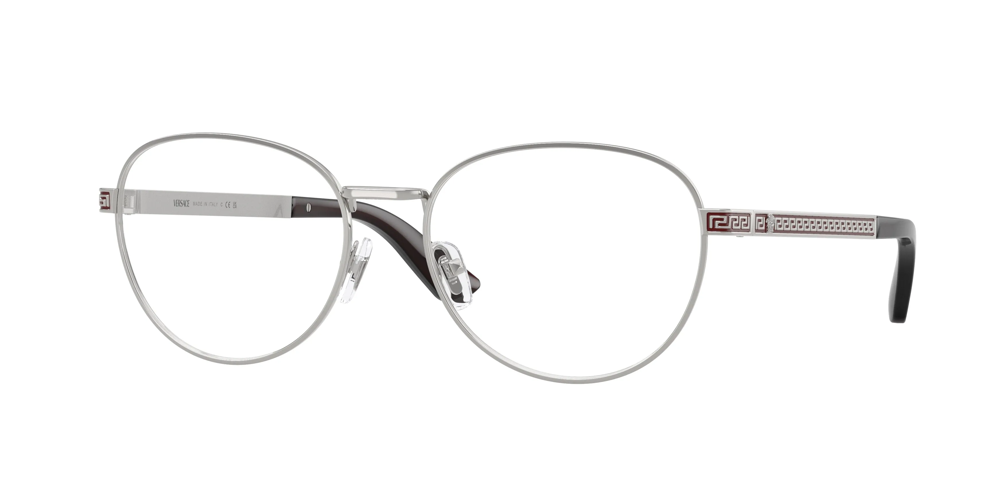 Versace VE1323 1526 Montature da vista Acciaio Argento Trasparente Rotonda Normale - immagine 1