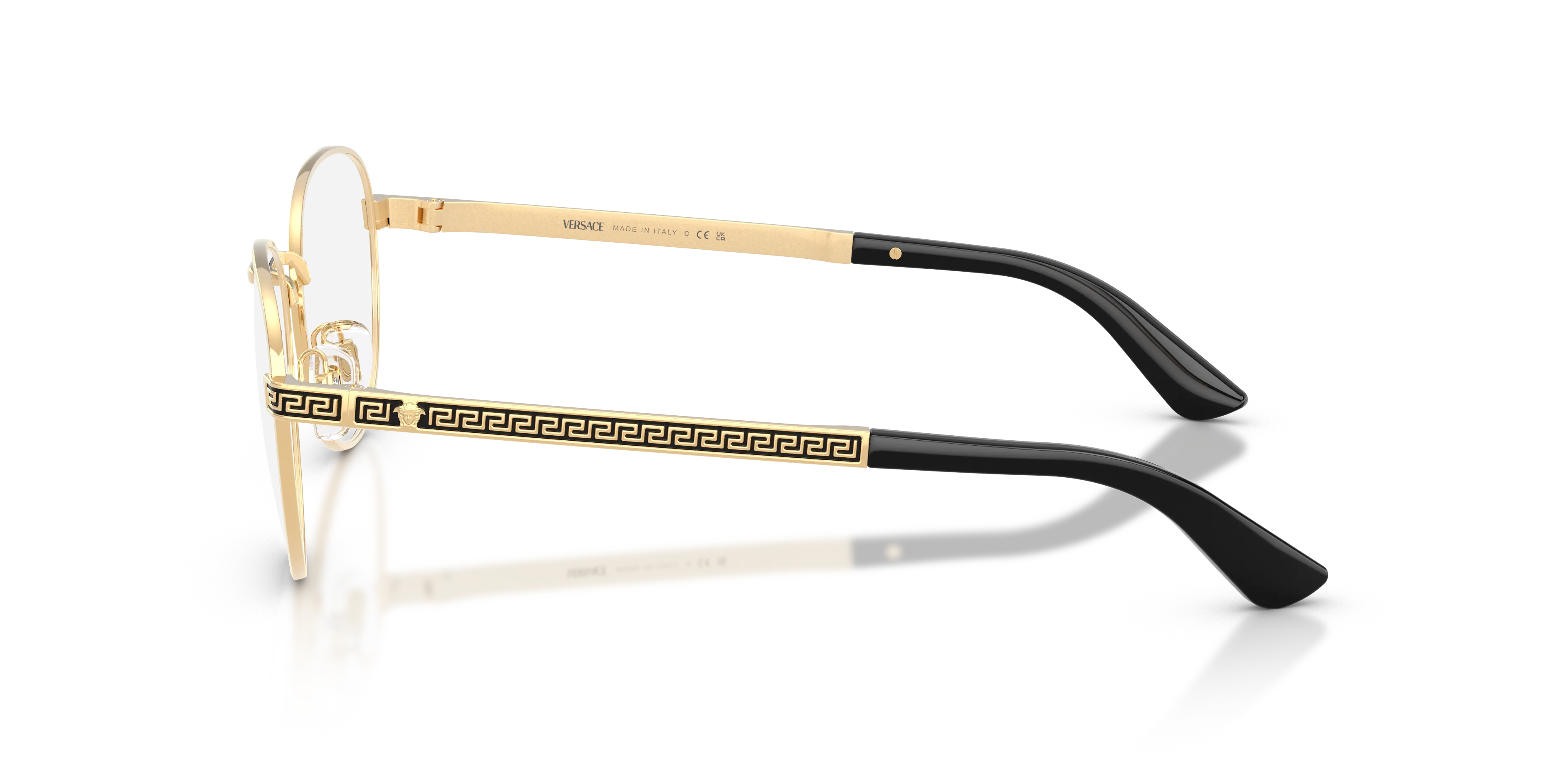Versace VE1323 1002 Montature da vista Acciaio Oro Trasparente Rotonda Normale - immagine 4