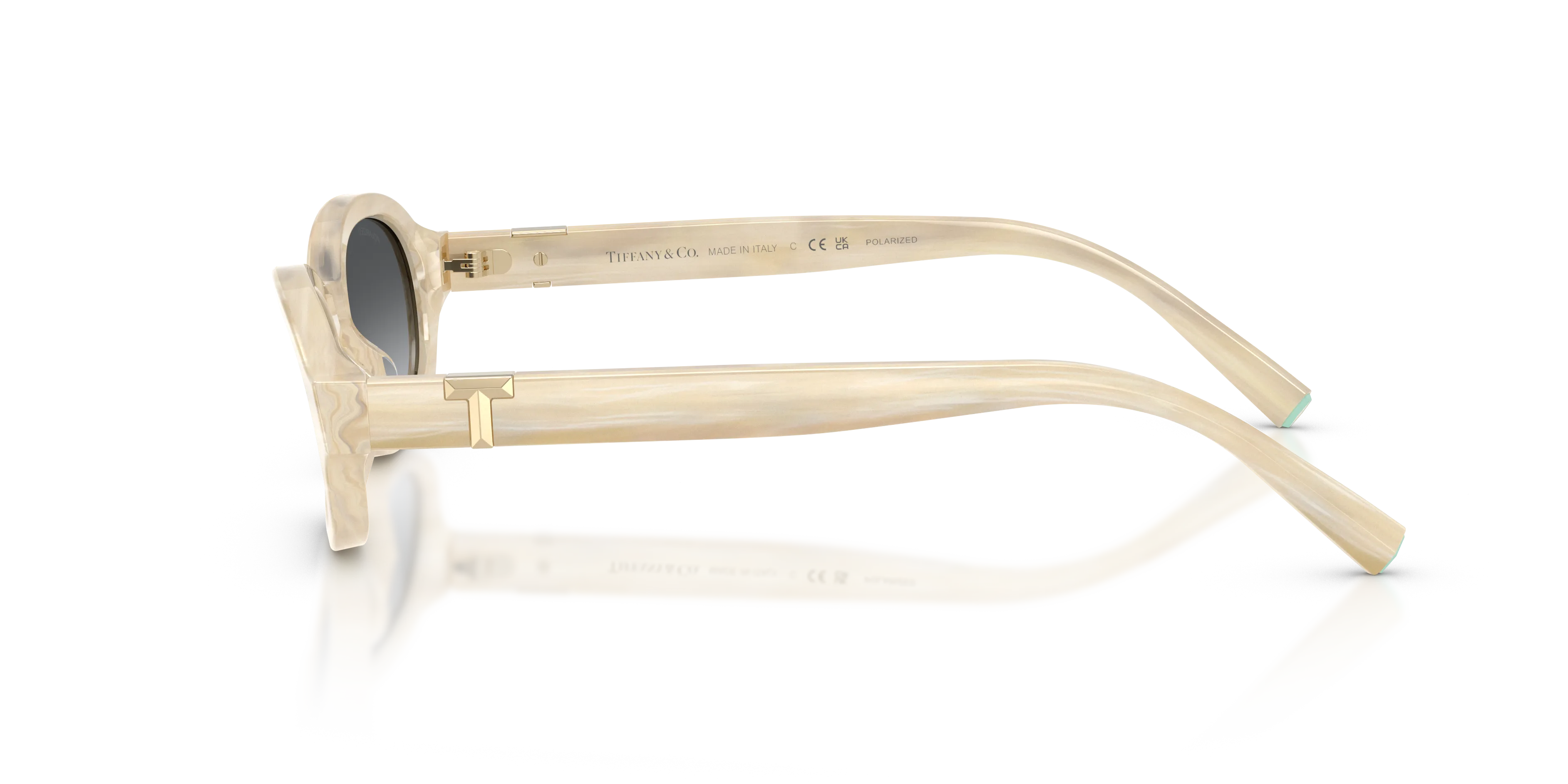 Tiffany TF4270U 8431T3 Occhiali da sole Acetato Beige Grigio Rotonda Polarizzata - immagine 4