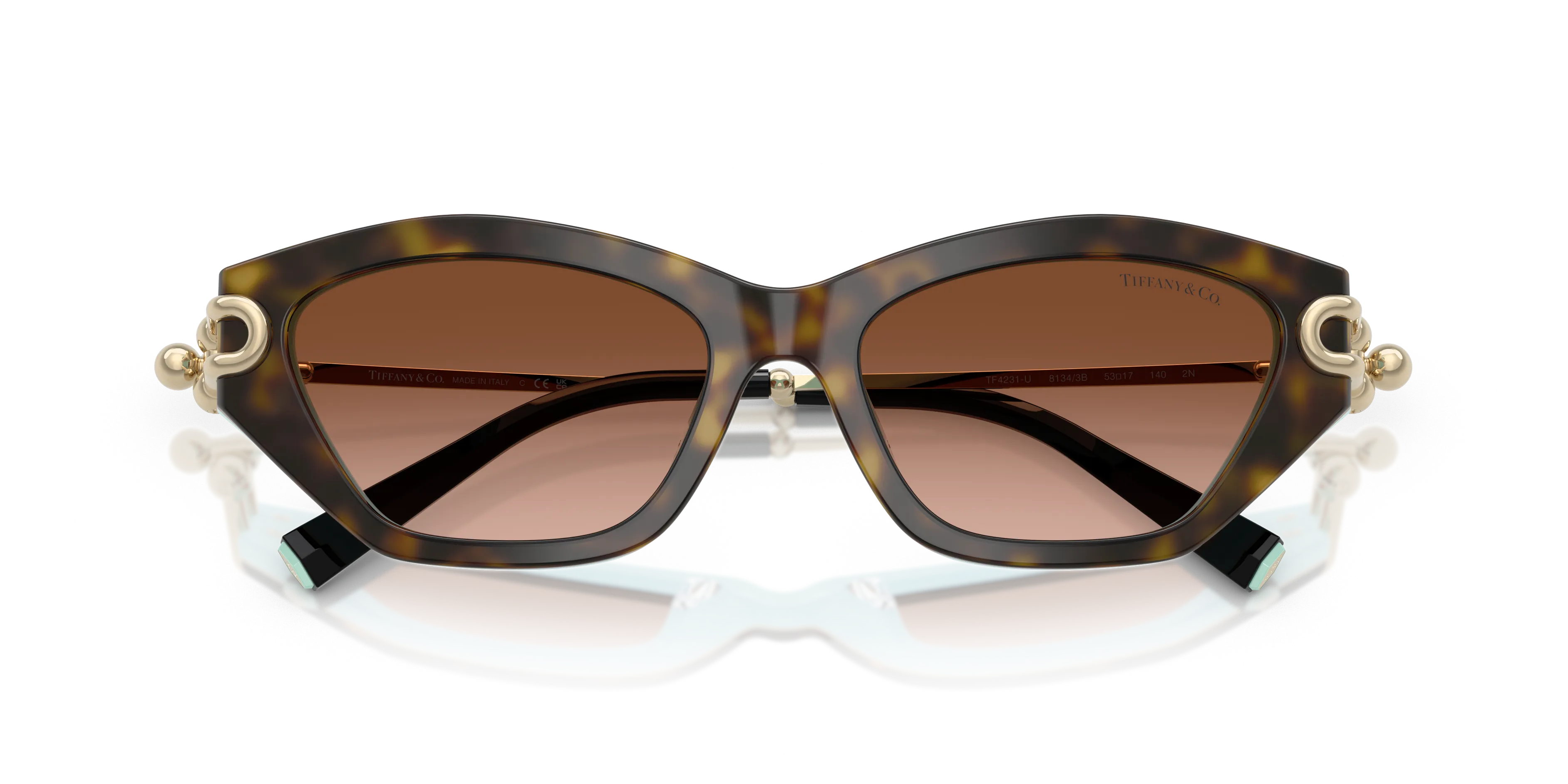 Tiffany TF4231U 81343B Occhiali da sole Acetato Marrone Marrone Cat Eye Normale Sfumato - immagine 2