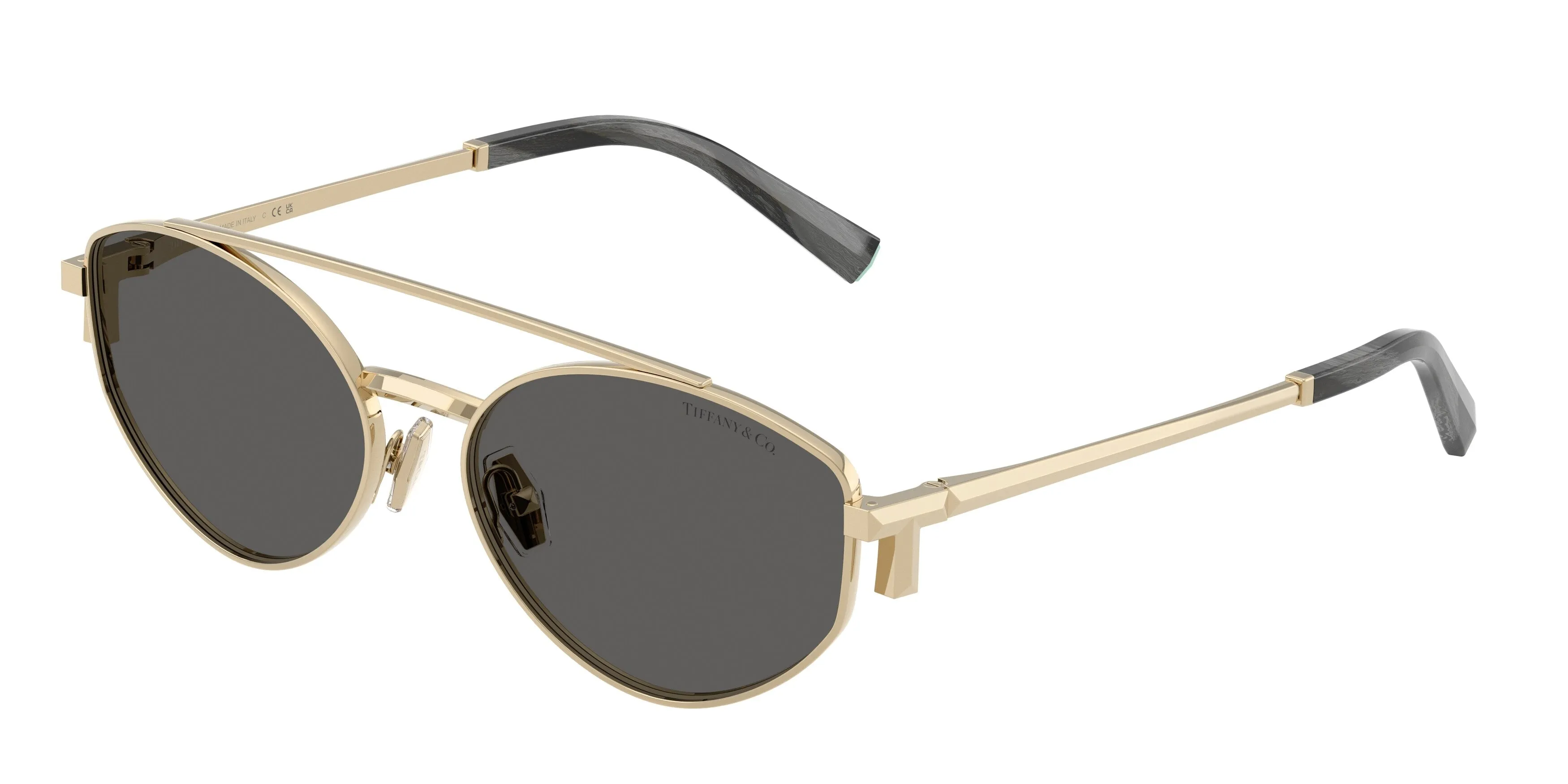 Tiffany TF3125 6216S4 Occhiali da sole Metallo Oro Grigio Rotonda Normale - immagine 1