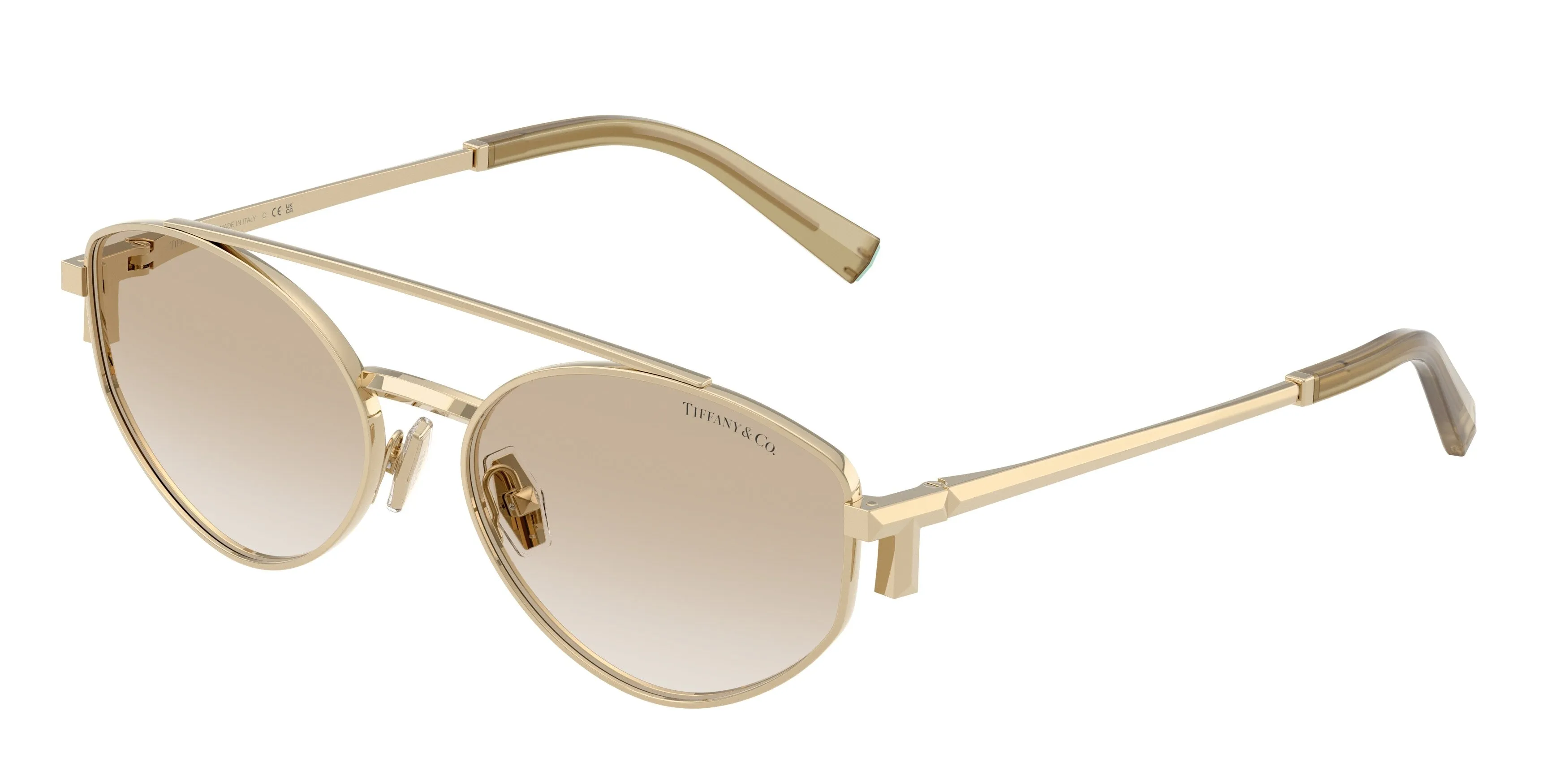 Tiffany TF3125 602111 Occhiali da sole Metallo Oro Grigio Rotonda Normale Sfumato - immagine 1