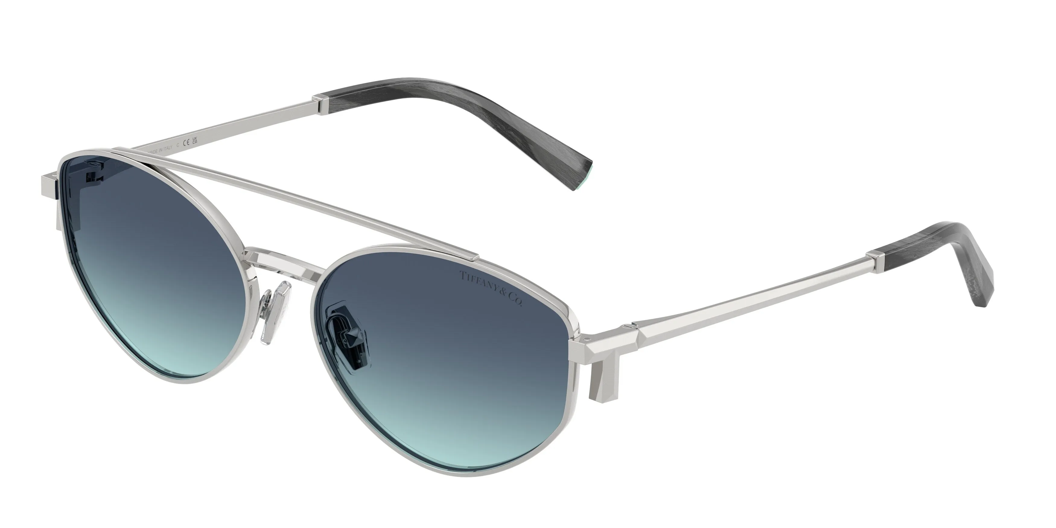 Tiffany TF3125 60019S Occhiali da sole Metallo Argento Blu Rotonda Normale Sfumato - immagine 1