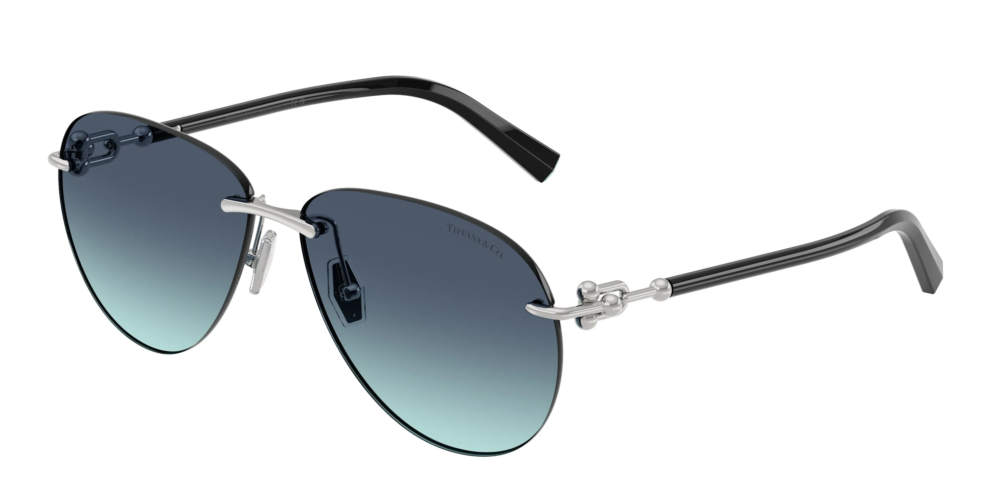 Tiffany TF3124 60019S Occhiali da sole Metallo Argento Blu Pilot Normale Sfumato - immagine 1