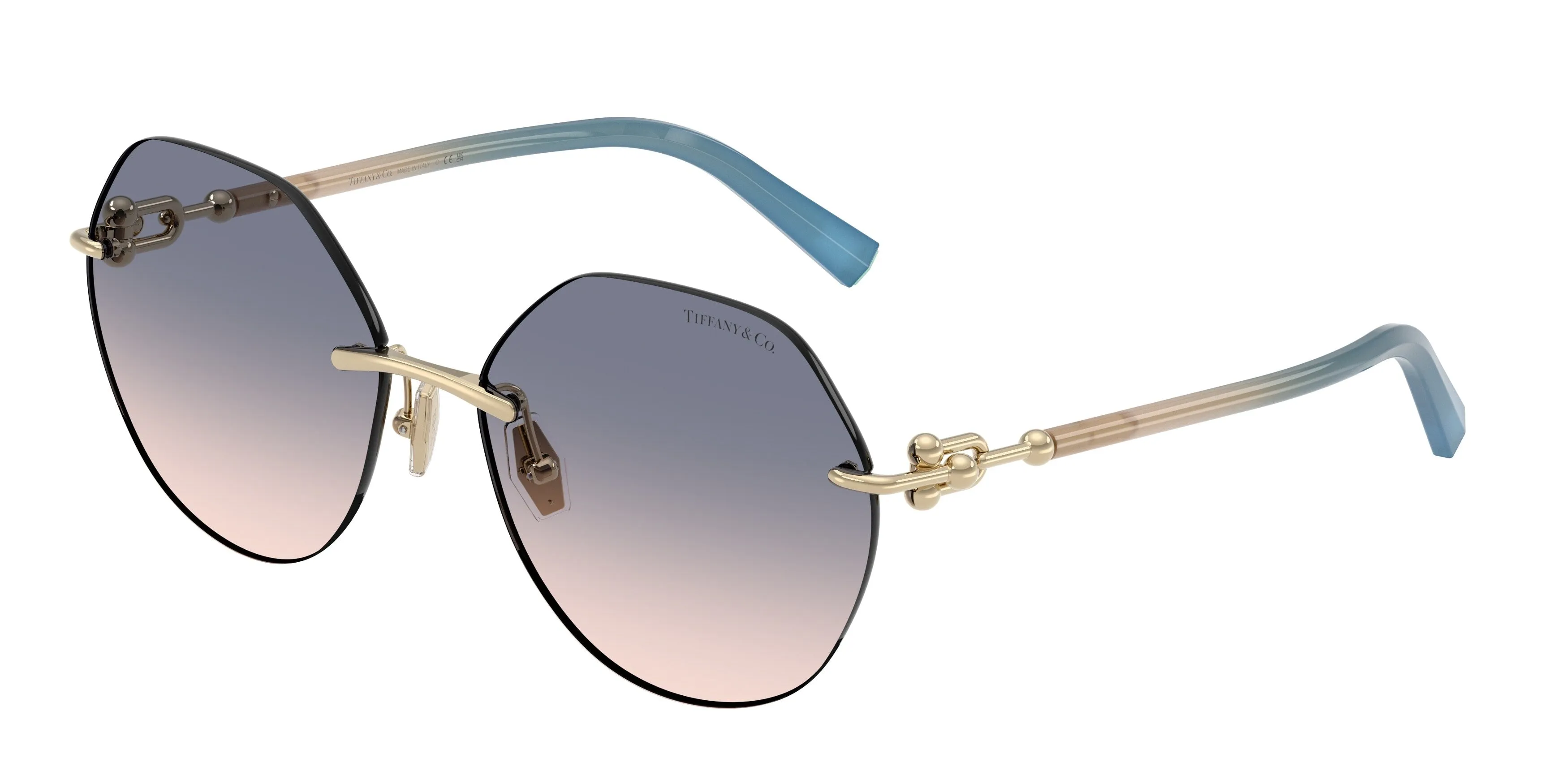 Tiffany TF3123 619116 Occhiali da sole Metallo Oro Marrone Geometrica Normale Sfumato - immagine 1