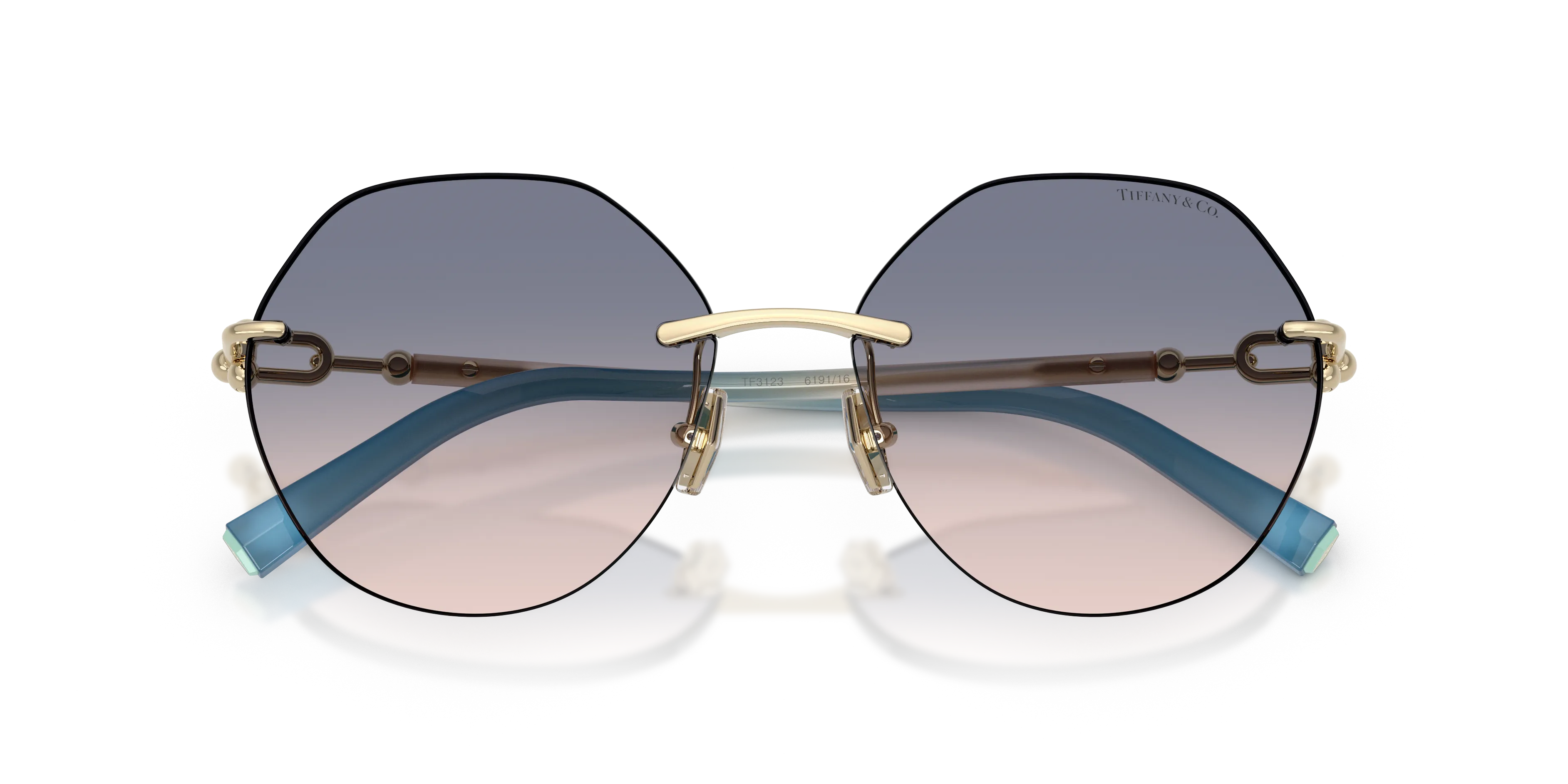 Tiffany TF3123 619116 Occhiali da sole Metallo Oro Marrone Geometrica Normale Sfumato - immagine 2
