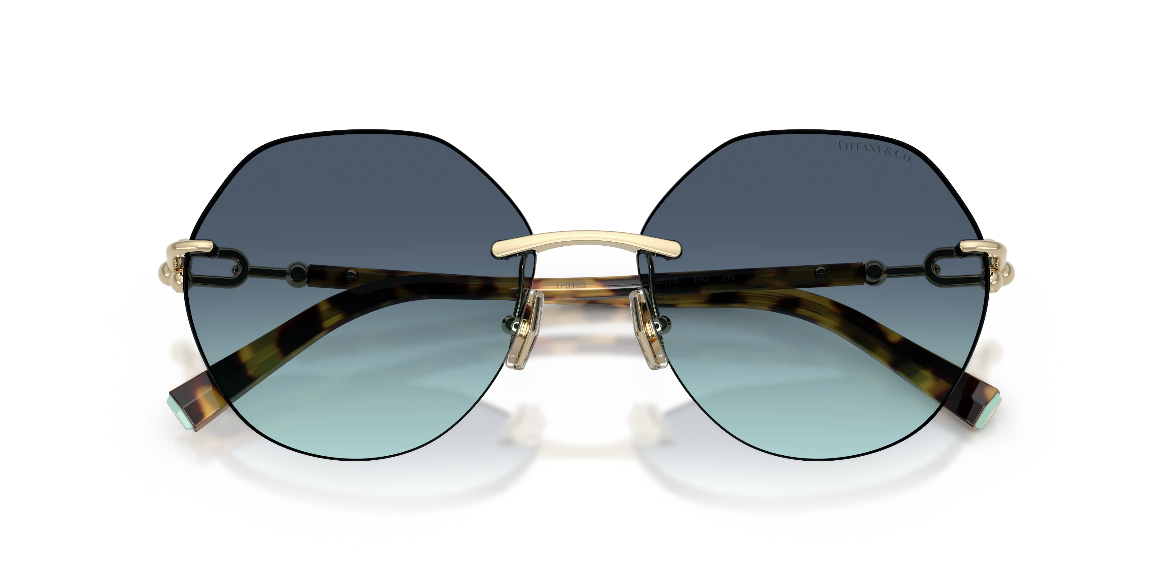 Tiffany TF3123 60219S Occhiali da sole Metallo Oro Blu Geometrica Normale Sfumato - immagine 2